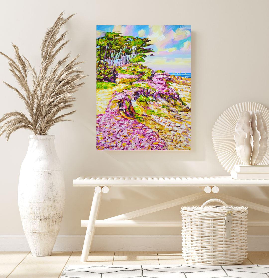 California. Campo rosa - Paisaje acrílico vibrante (60x80 cm) en venta 2