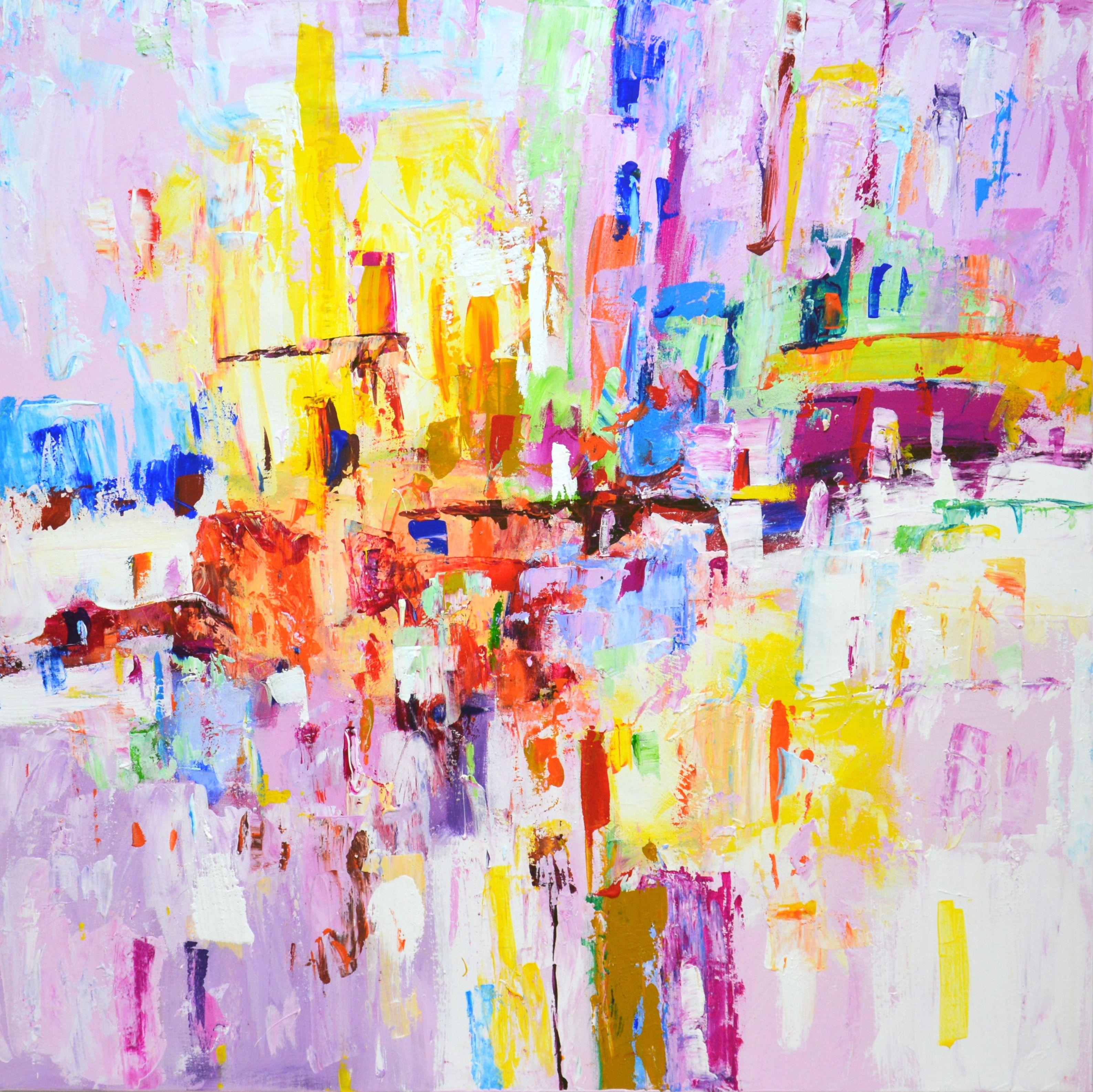Iryna Kastsova Abstract Painting - City of joy., Painting, Acrylic on Canvas