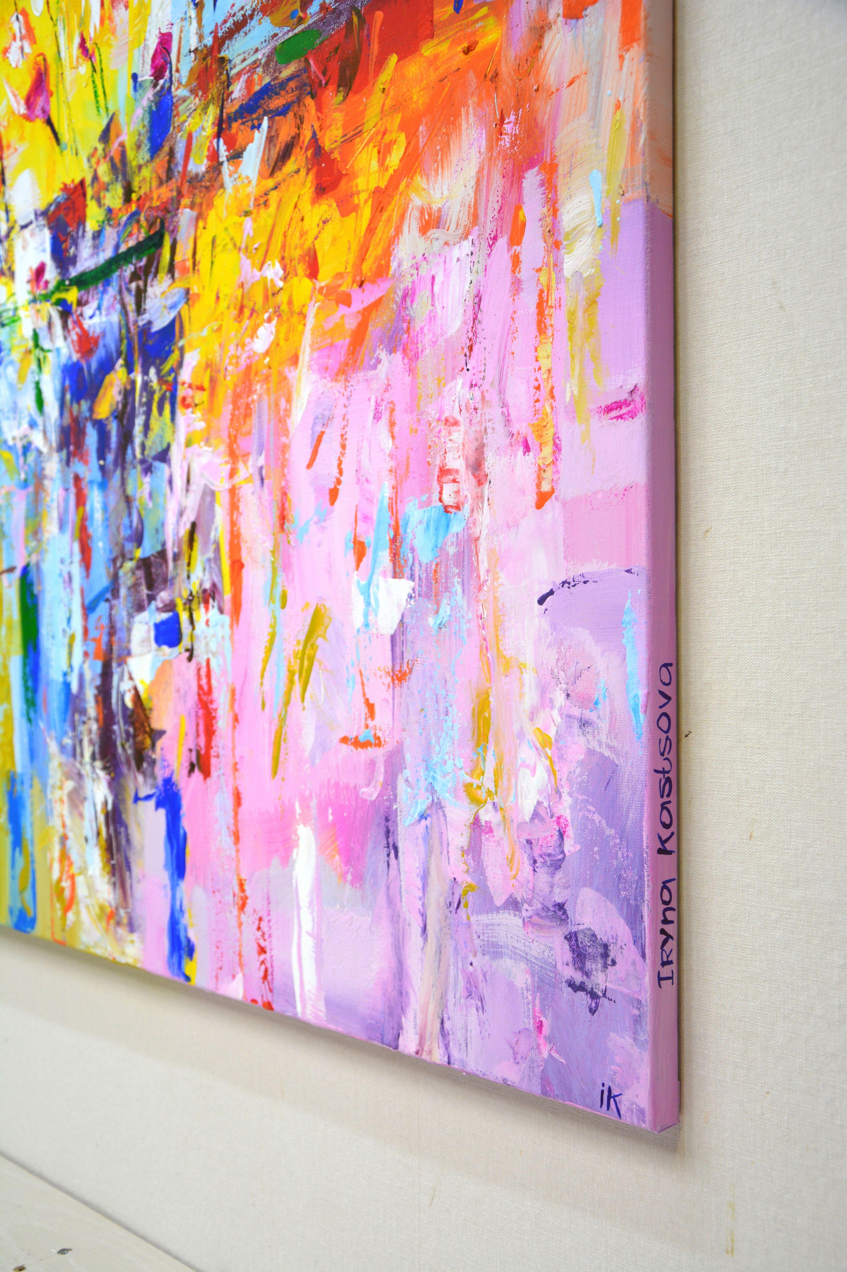 I colori di un nuovo giorno. Questo quadro astratto in acrilico, unico nel suo genere, darà risalto ai tuoi interni. Il prodotto ha un design estetico moderno e maturo ed è pieno di energia positiva. I colori si sovrappongono e si accavallano, oltre