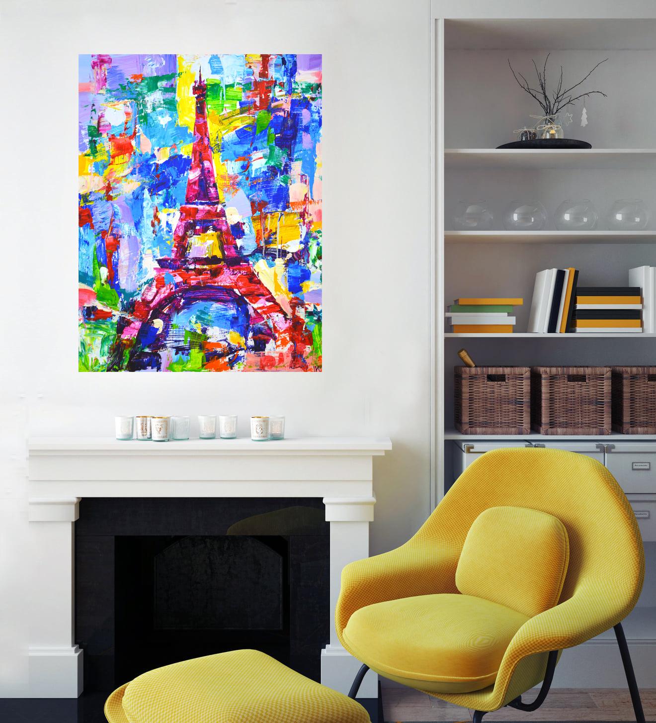 Torre Eiffel Pintura Pop Art Estilo Francés en venta 5