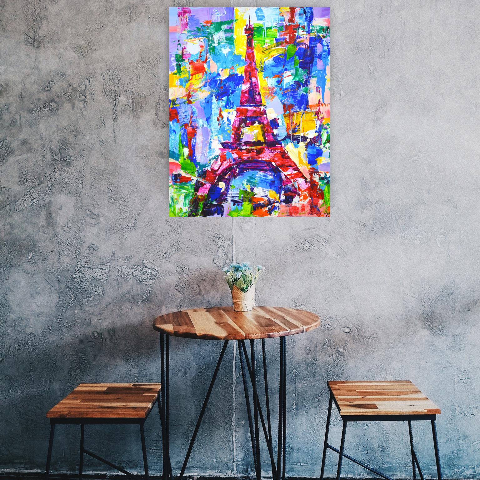 Torre Eiffel Pintura Pop Art Estilo Francés en venta 2