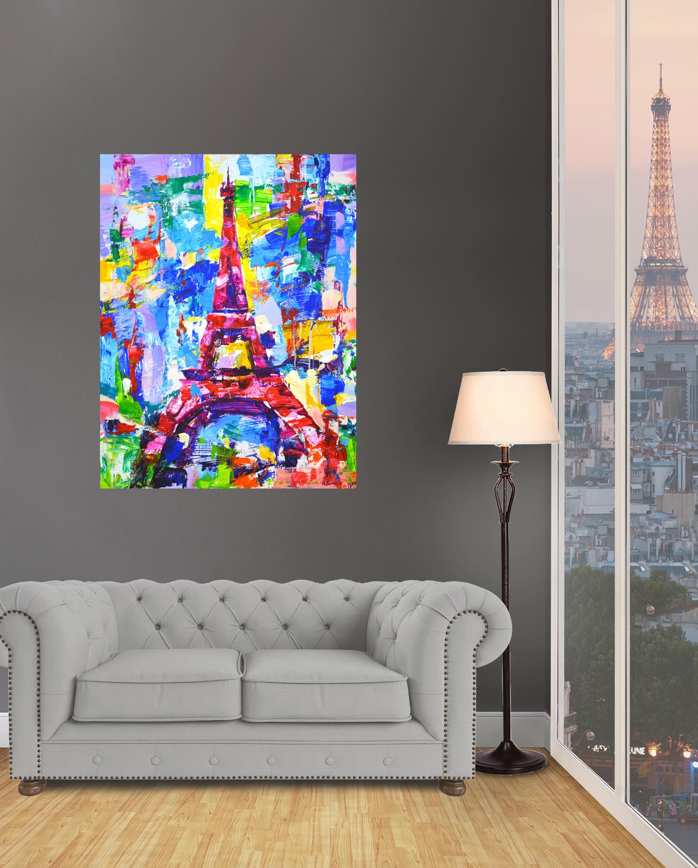 Torre Eiffel Pintura Pop Art Estilo Francés en venta 3