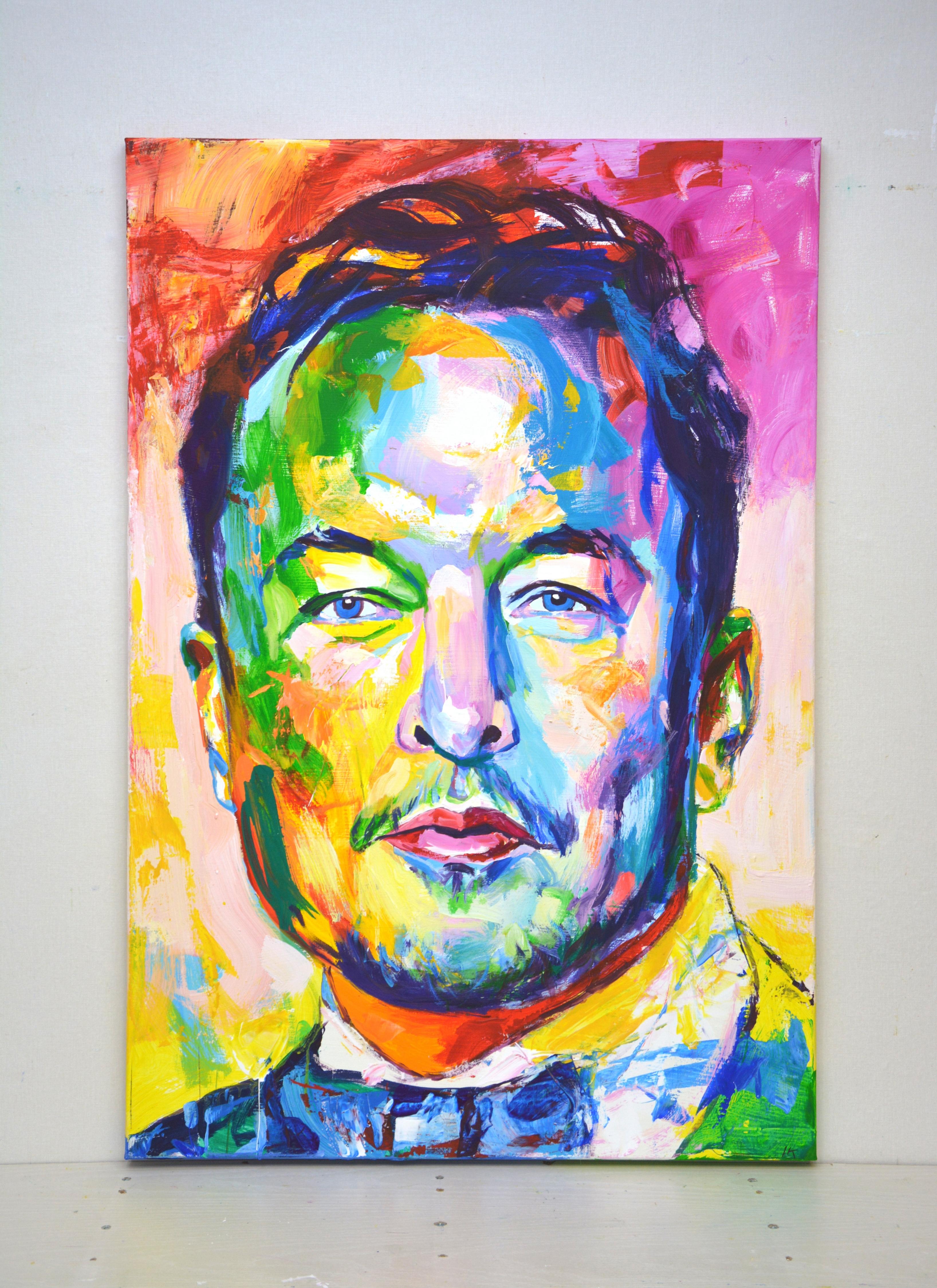 			Elon Musk - Beige Interior Painting by Iryna Kastsova