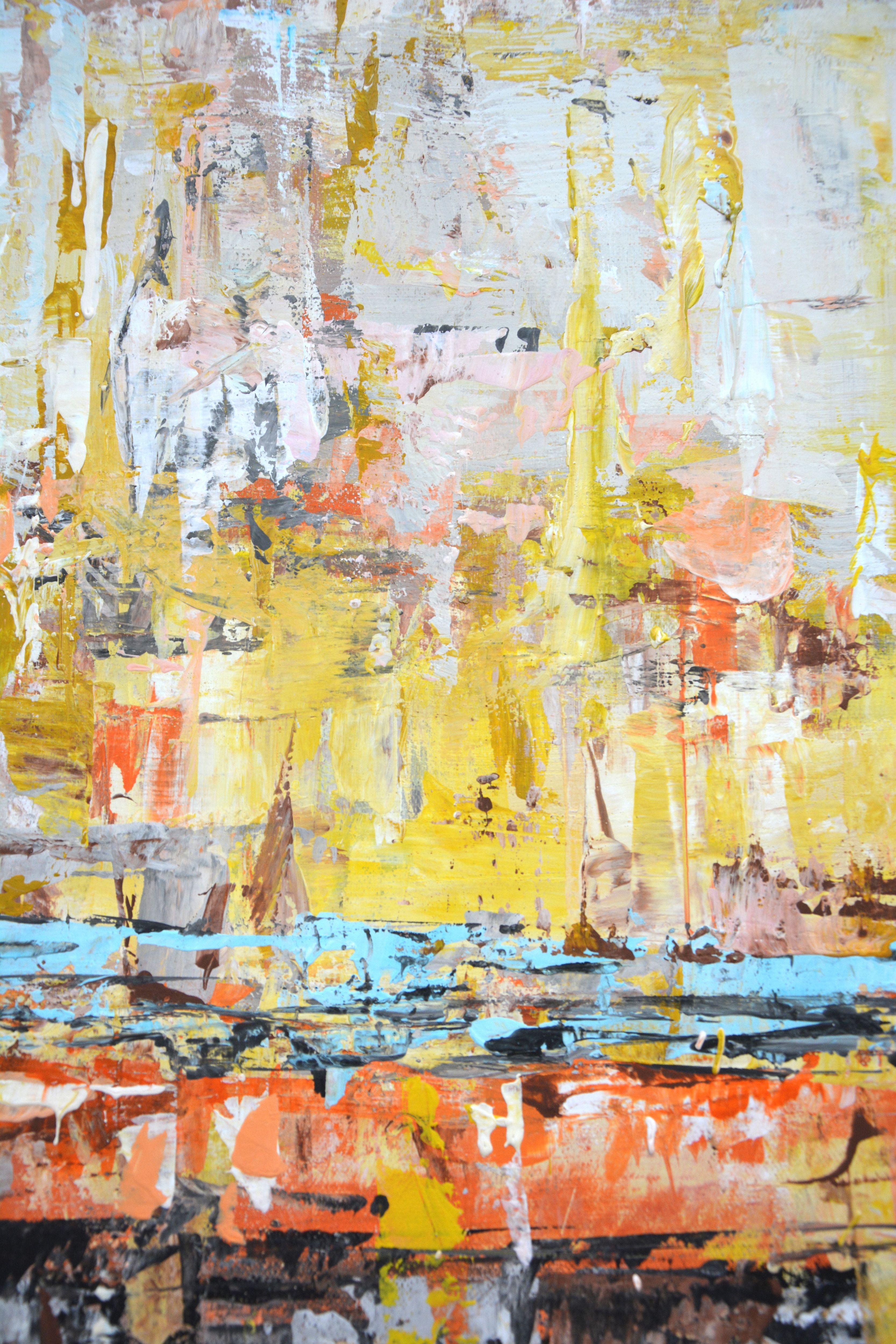 Equilibrio. Questo quadro originale astratto in acrilico. Il prodotto ha un design estetico moderno ed è pieno di energia positiva. I colori si sovrappongono e si sovrappongono l'uno con l'altro e si distinguono anche con sottili e vivaci variazioni
