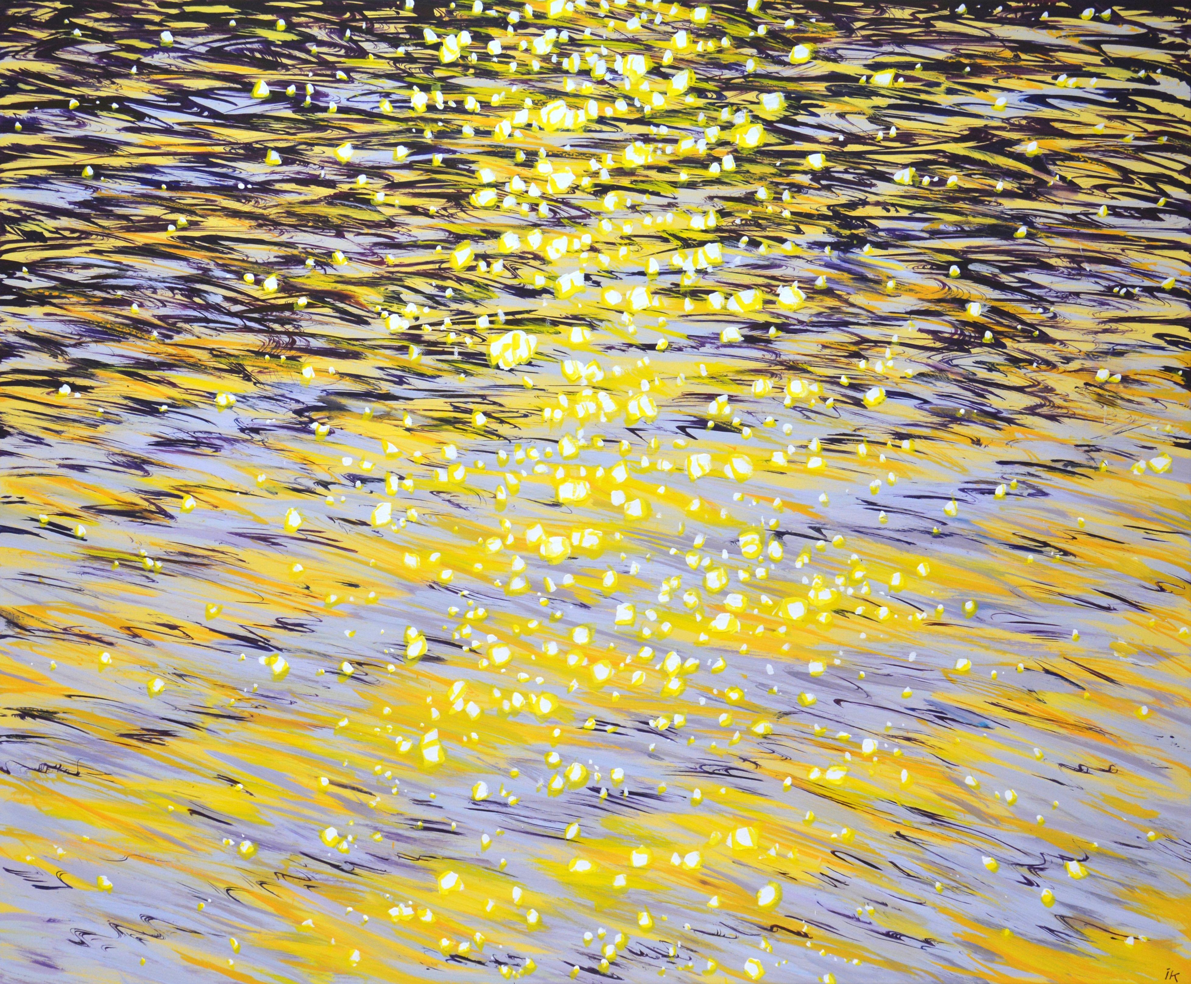Soirée. Peinture « Glare on the water », acrylique sur toile - Painting de Iryna Kastsova