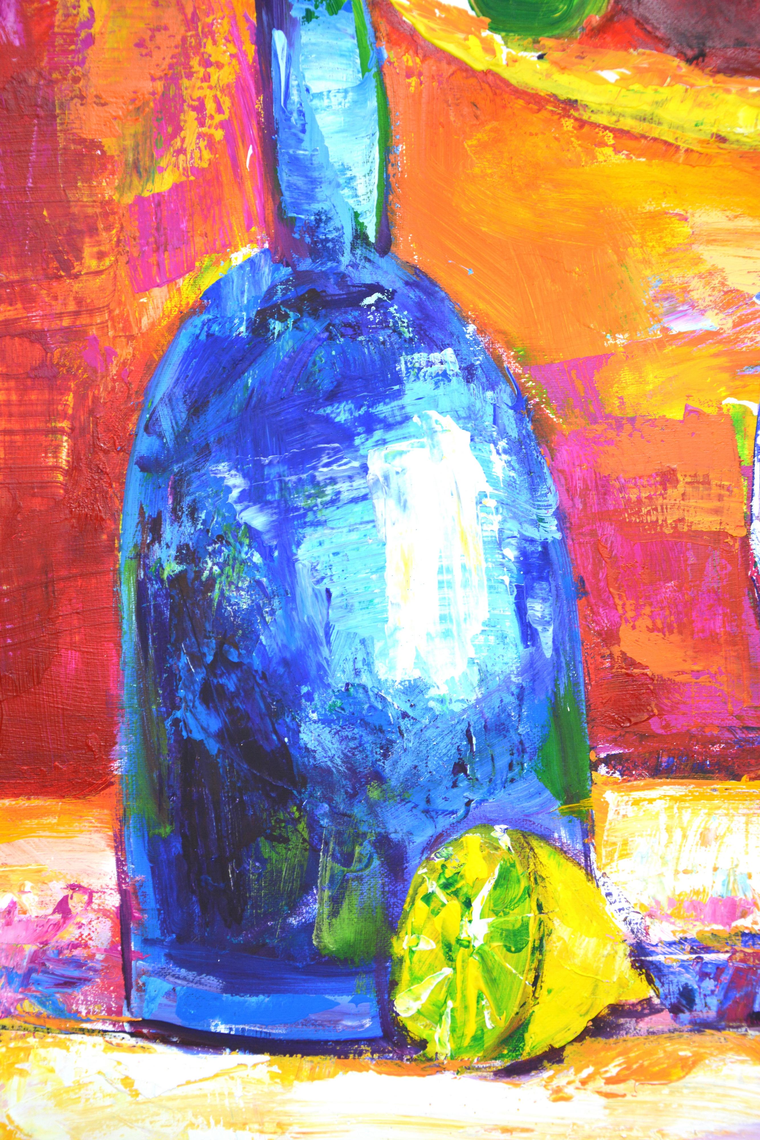 Abend zusammen Festliches Acryl-Stillleben (Orange), Interior Painting, von Iryna Kastsova