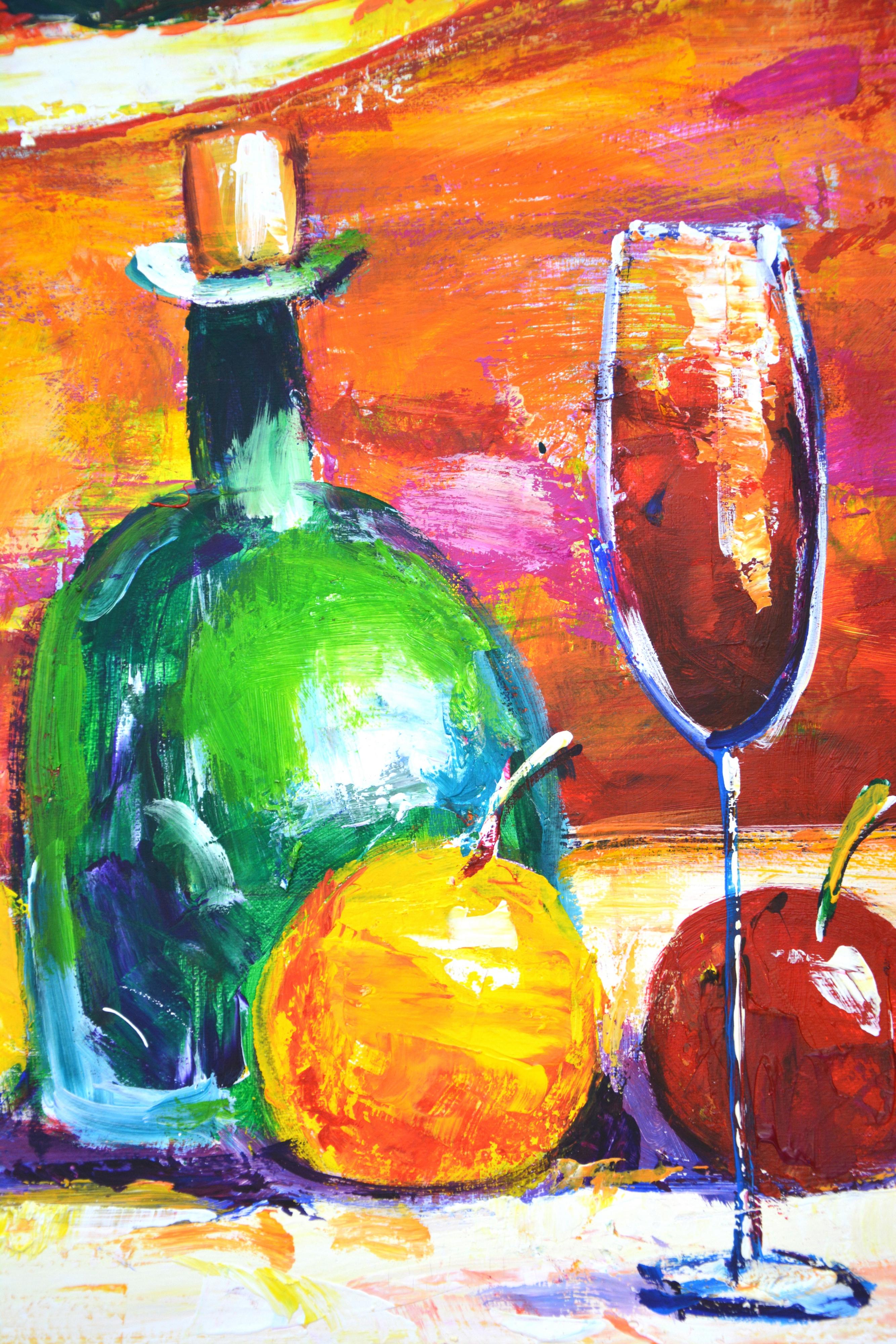 Abend zusammen Festliches Acryl-Stillleben im Angebot 1