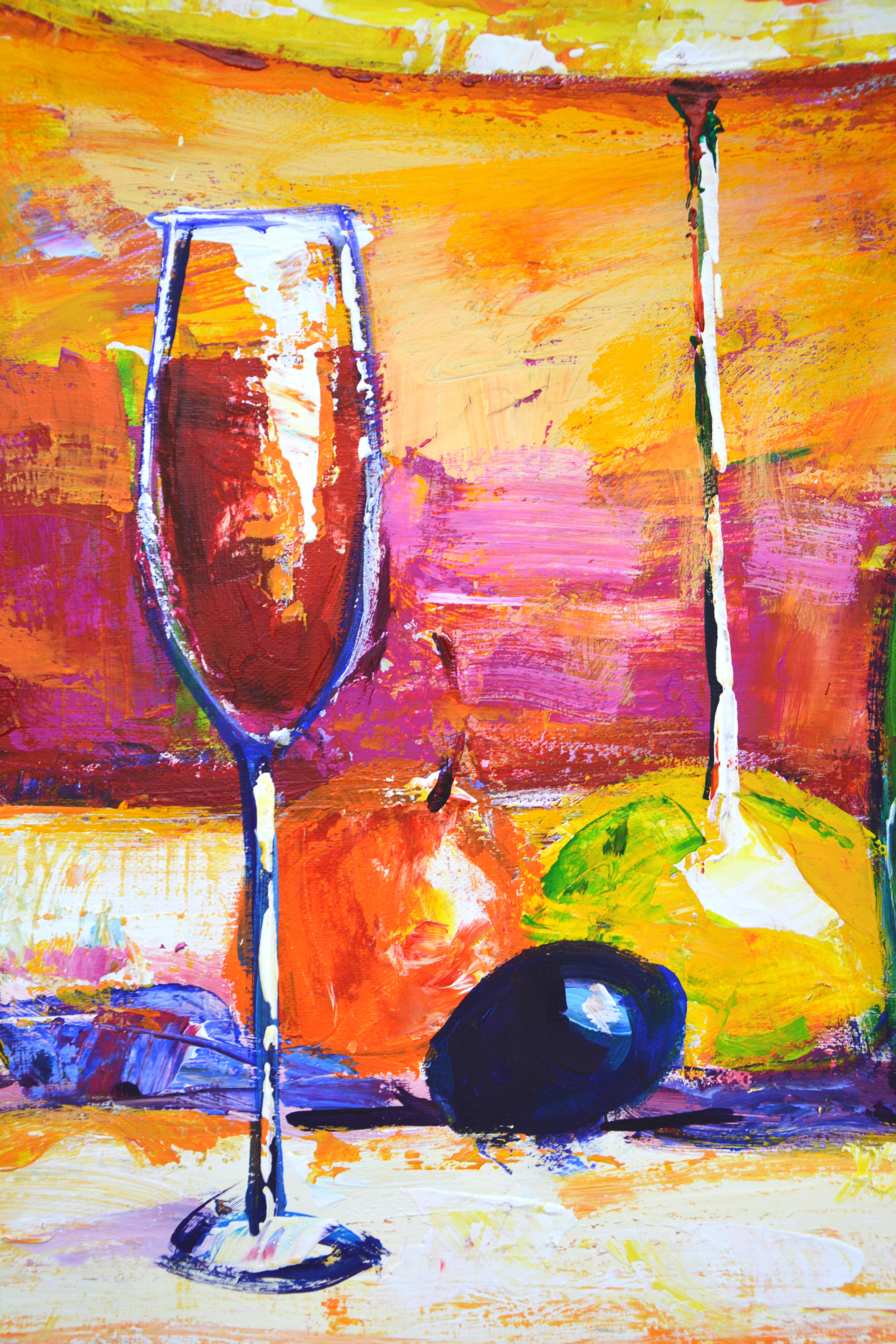 Abend zusammen Festliches Acryl-Stillleben im Angebot 2