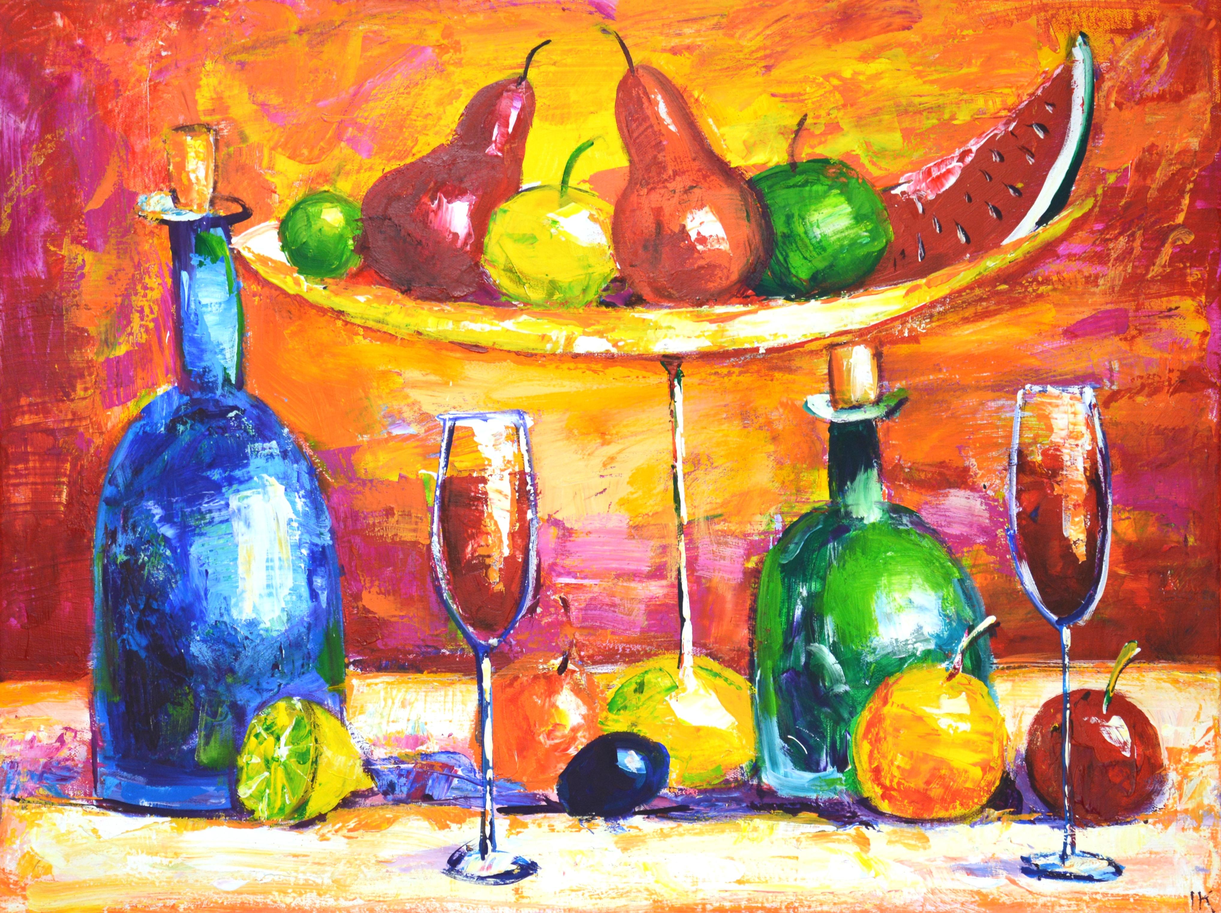 Iryna Kastsova Interior Painting – Abend zusammen Festliches Acryl-Stillleben