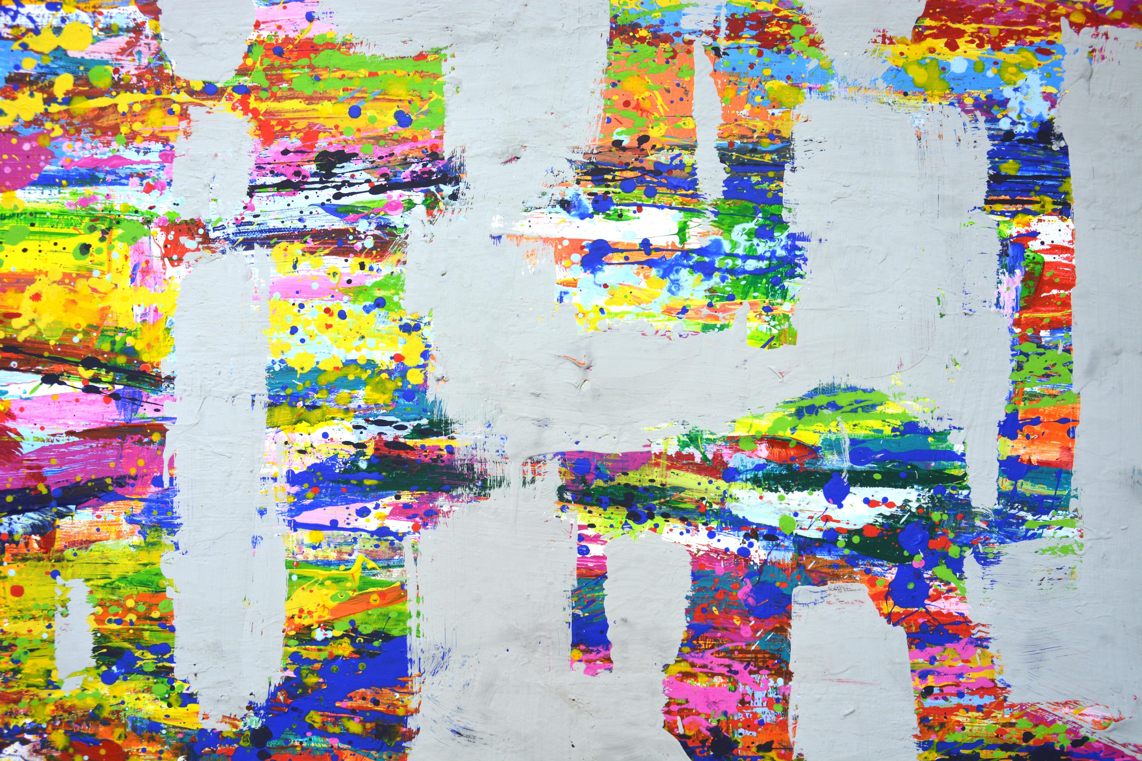 Expression 48 - Grande peinture acrylique abstraite (100x140 cm) en vente 2