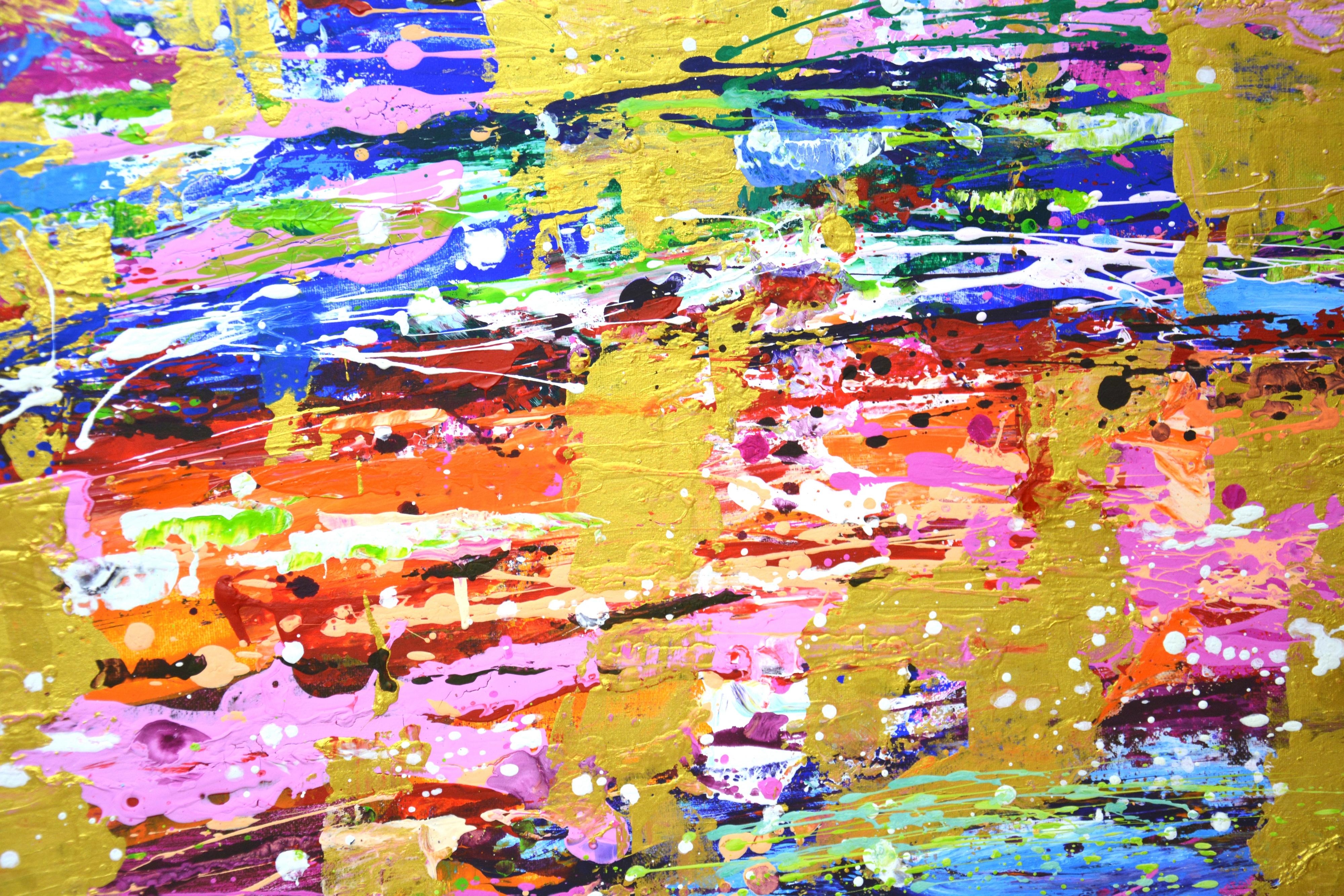 Expression with gold 9 Original abstract painting with Gold Colorful expression 2