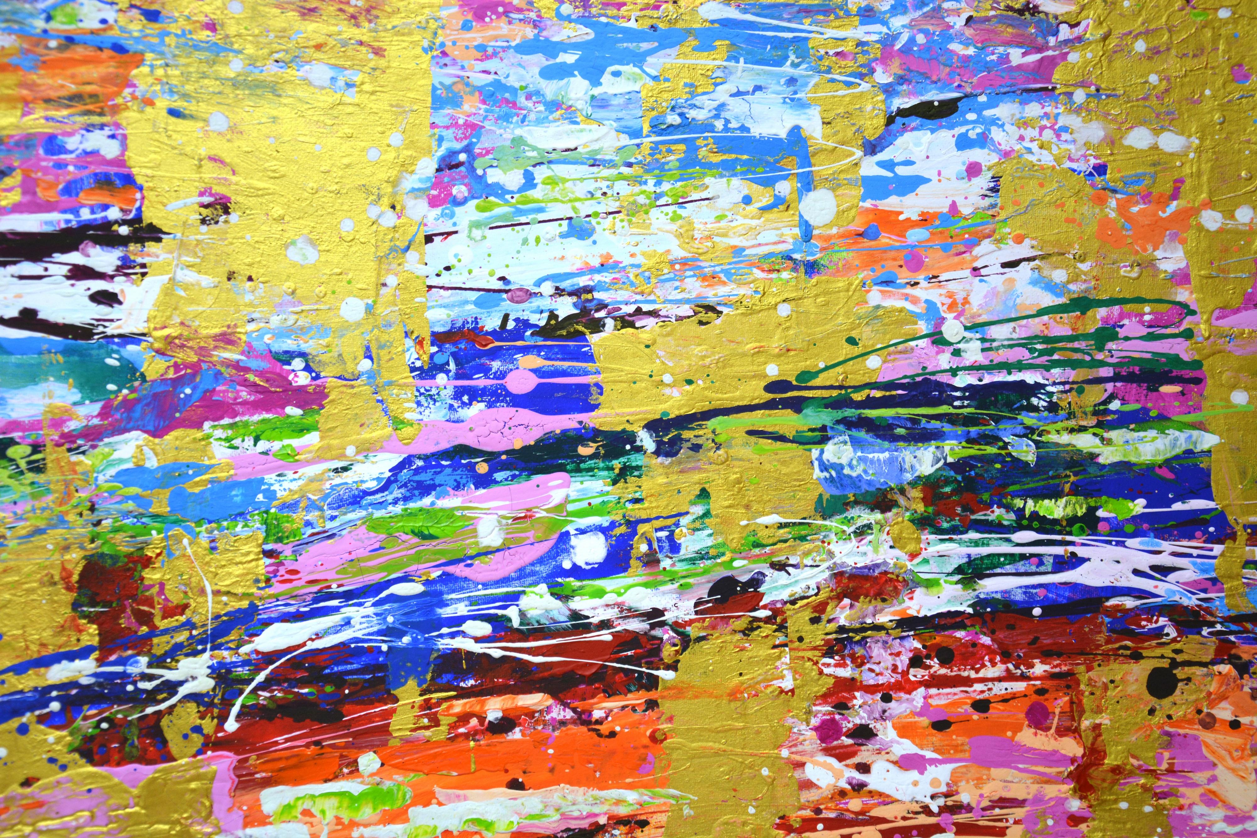 Expression with gold 9 Original abstract painting with Gold Colorful expression 3