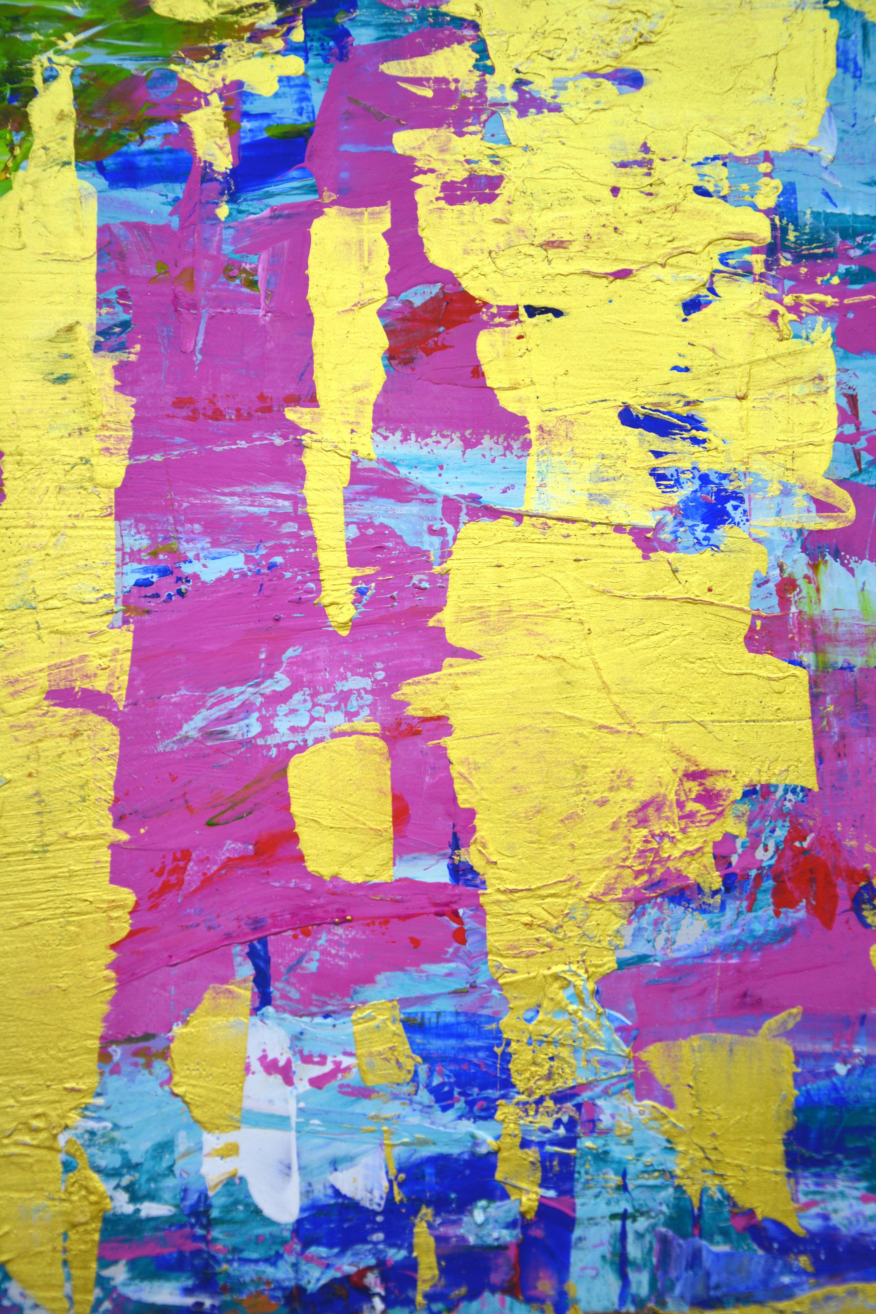 Expression avec l'or. - Orange Abstract Painting par Iryna Kastsova