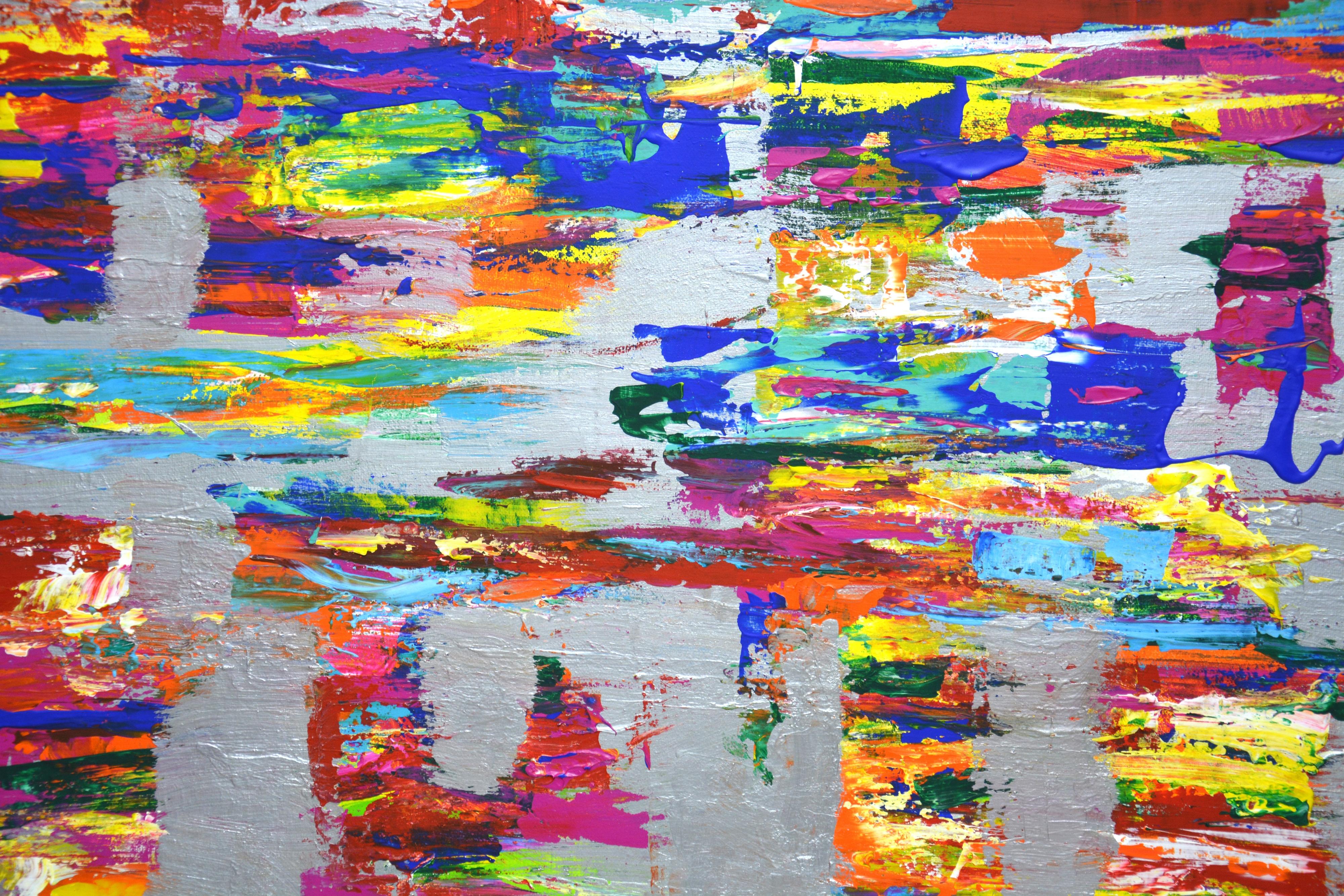 Expresión con plata 13 - Pintura abstracta grande - Arte mural moderno vibrante - Abstract Painting Marrón de Iryna Kastsova