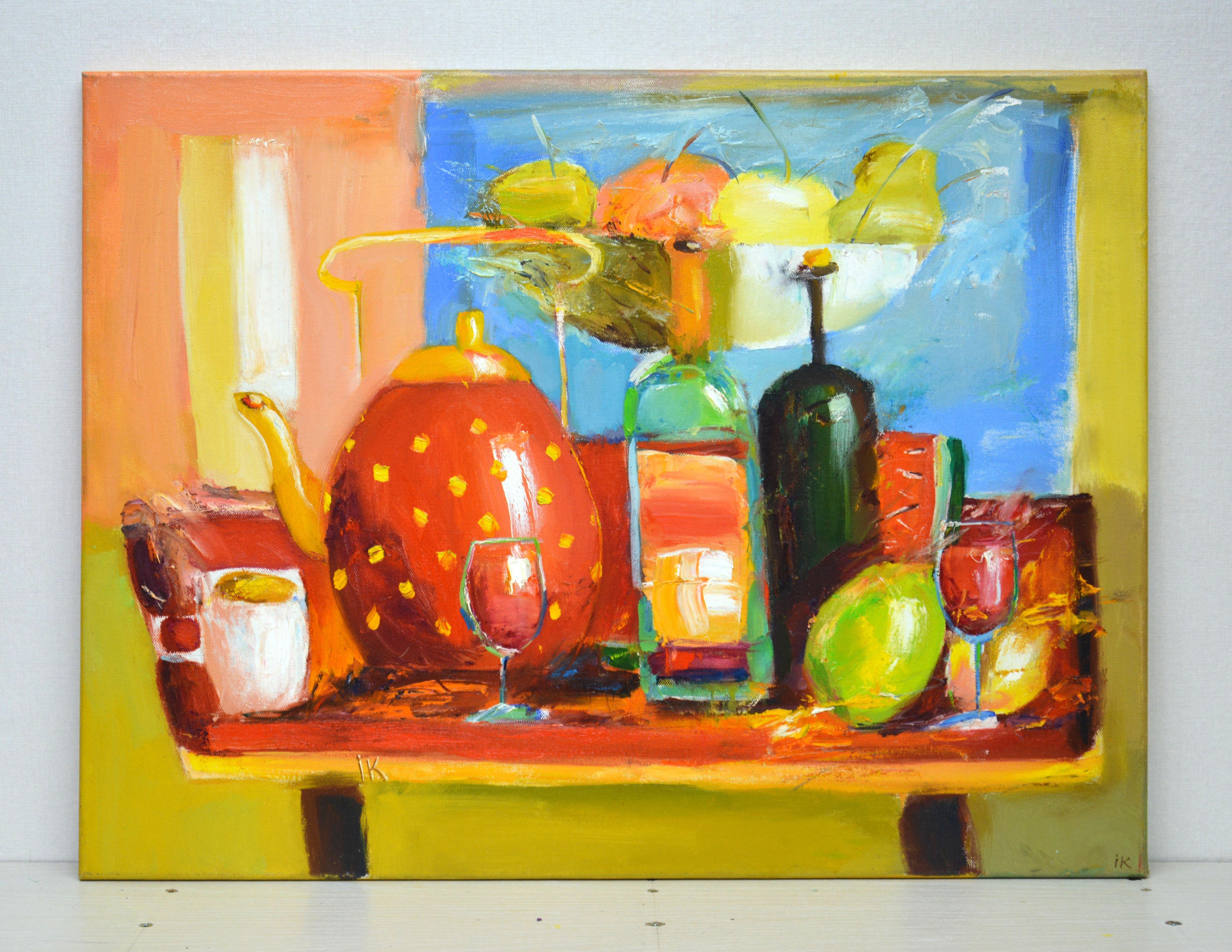 Festive, Peinture, Huile sur Toile - Moderne Painting par Iryna Kastsova