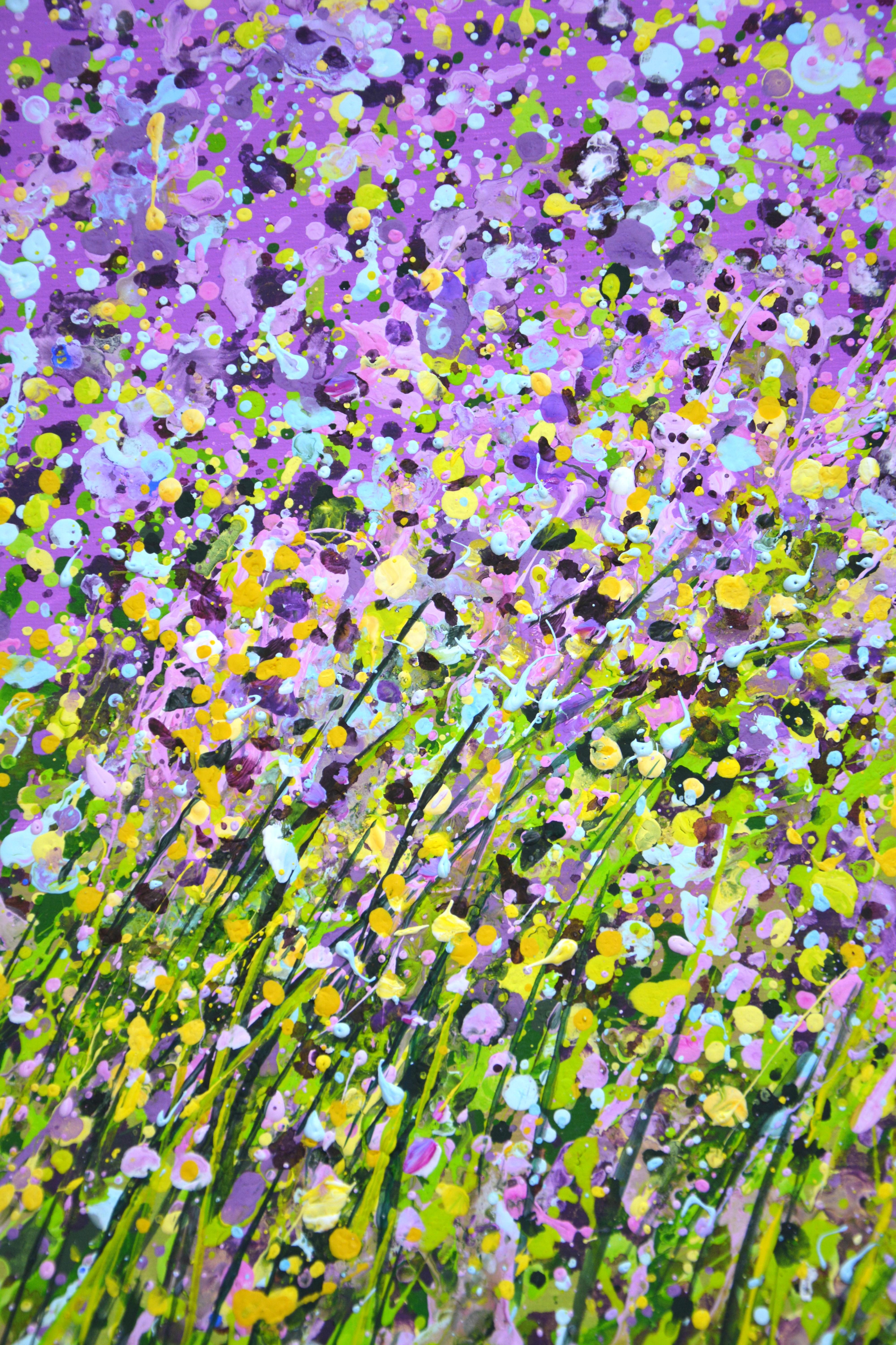Flower field. Purple Abstract Interior Painting 1
