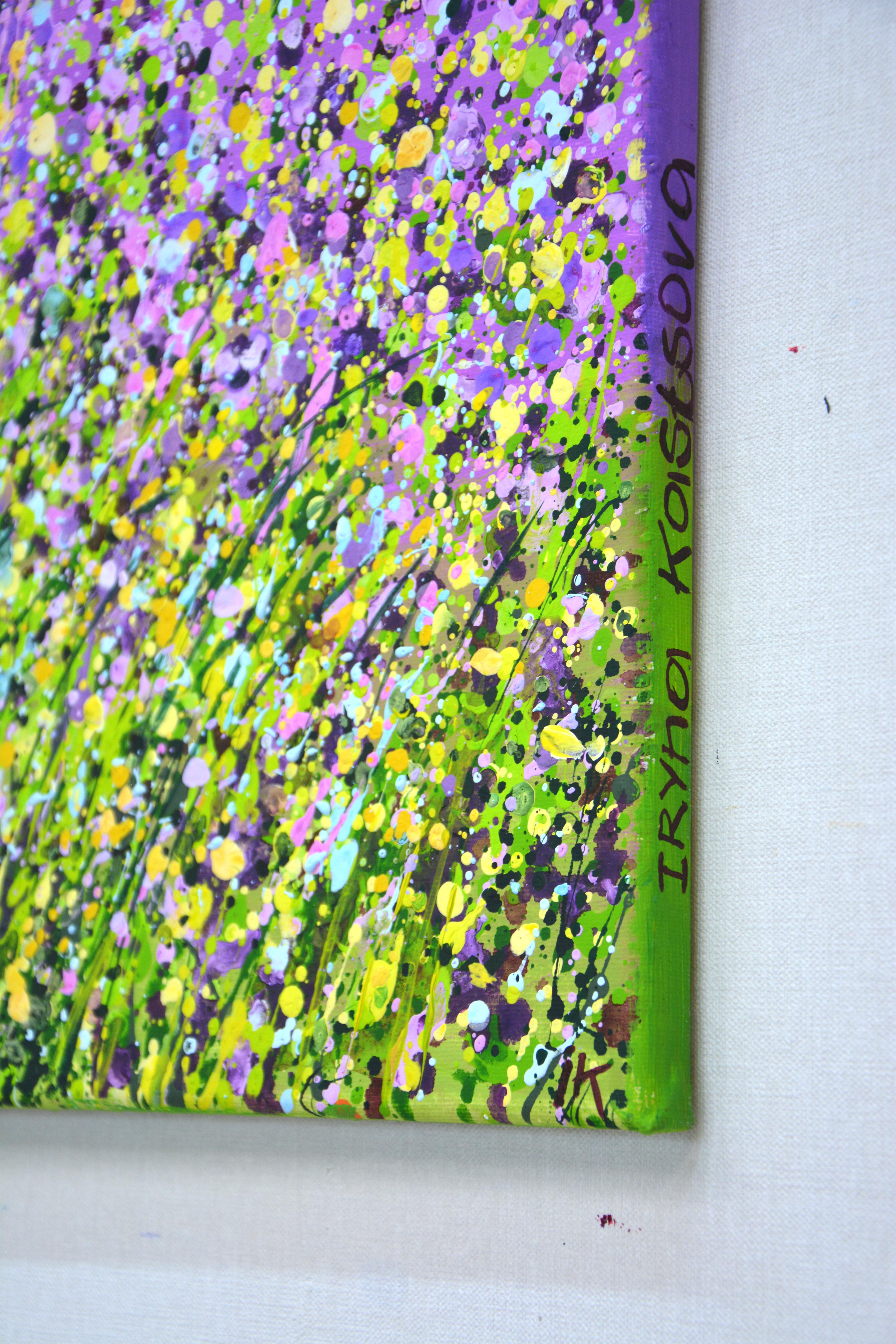 Flower field. Purple Abstract Interior Painting 3