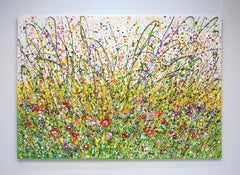 Flower field. Summer., Painting, Acrylic on Glass
