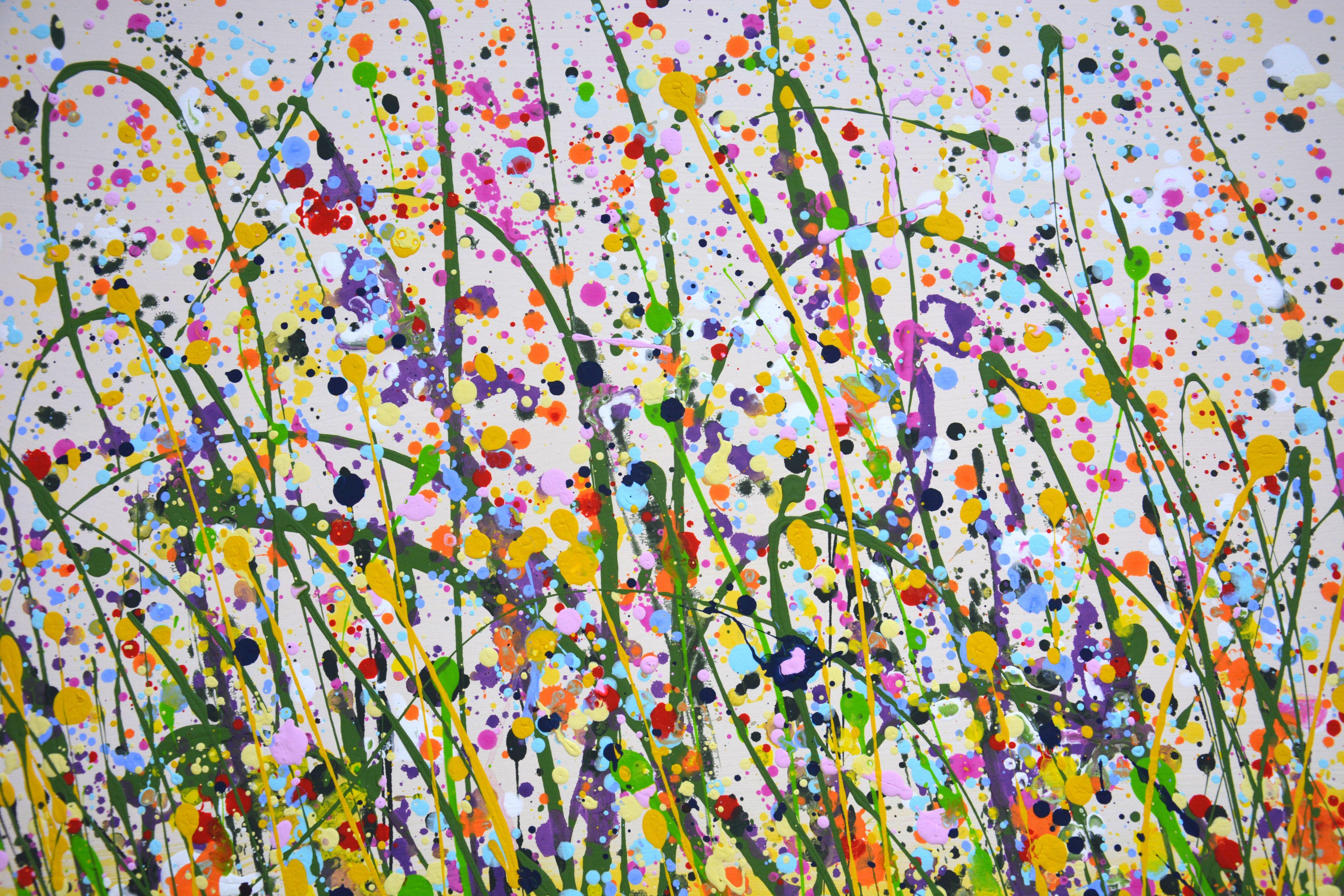 Flower field. Summer., Painting, Acrylic on Glass For Sale 2