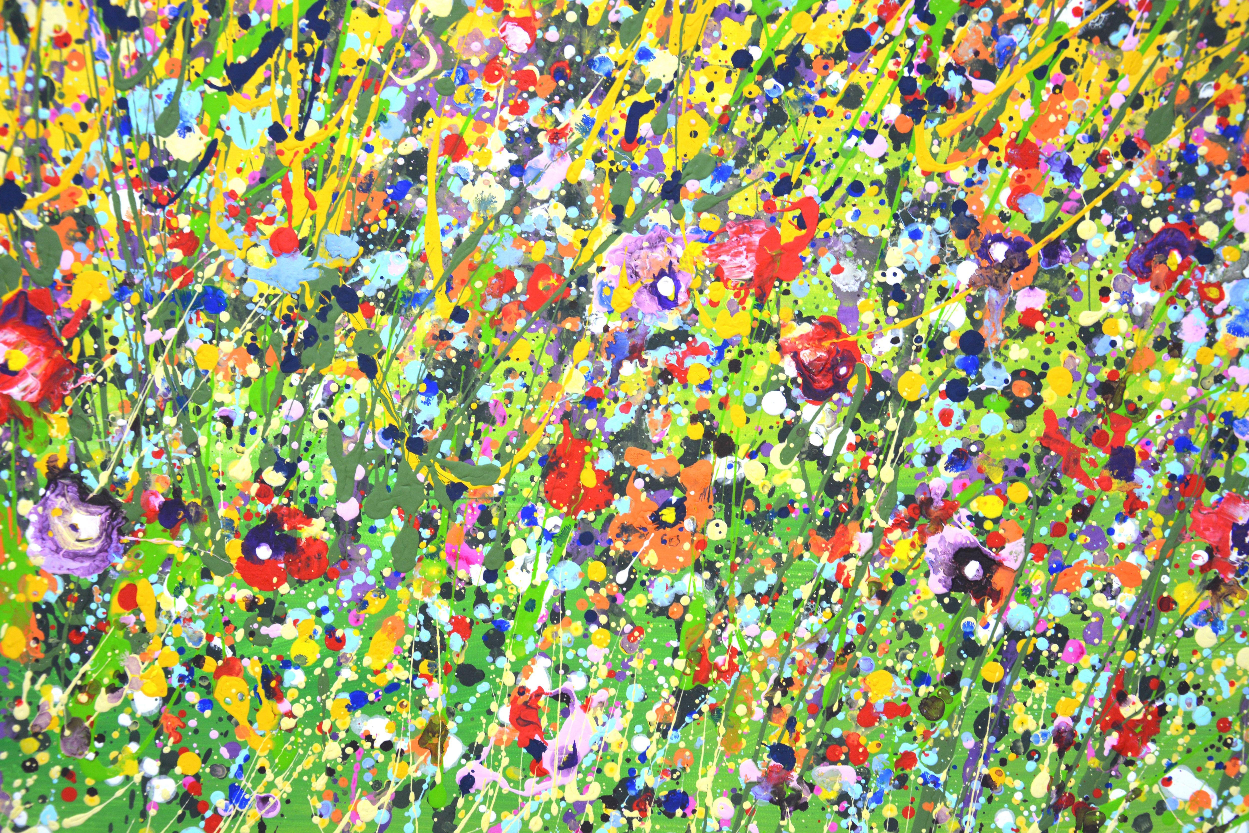 Flower field. Summer., Painting, Acrylic on Glass For Sale 3