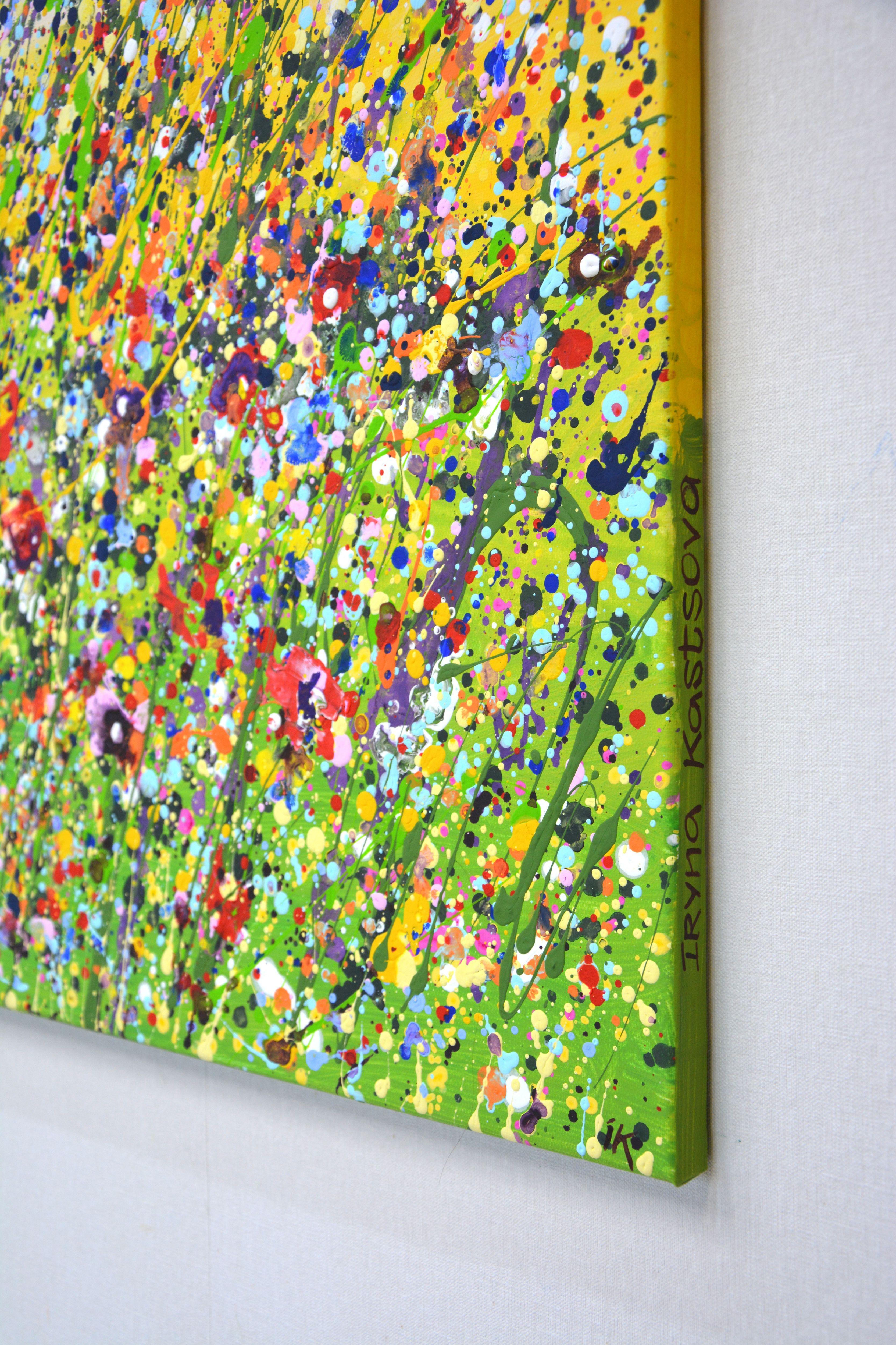 Flower field. Summer., Painting, Acrylic on Glass For Sale 4