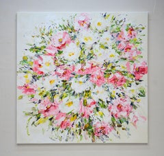 Flowers. Pink and white., Painting, Acrylic on Canvas