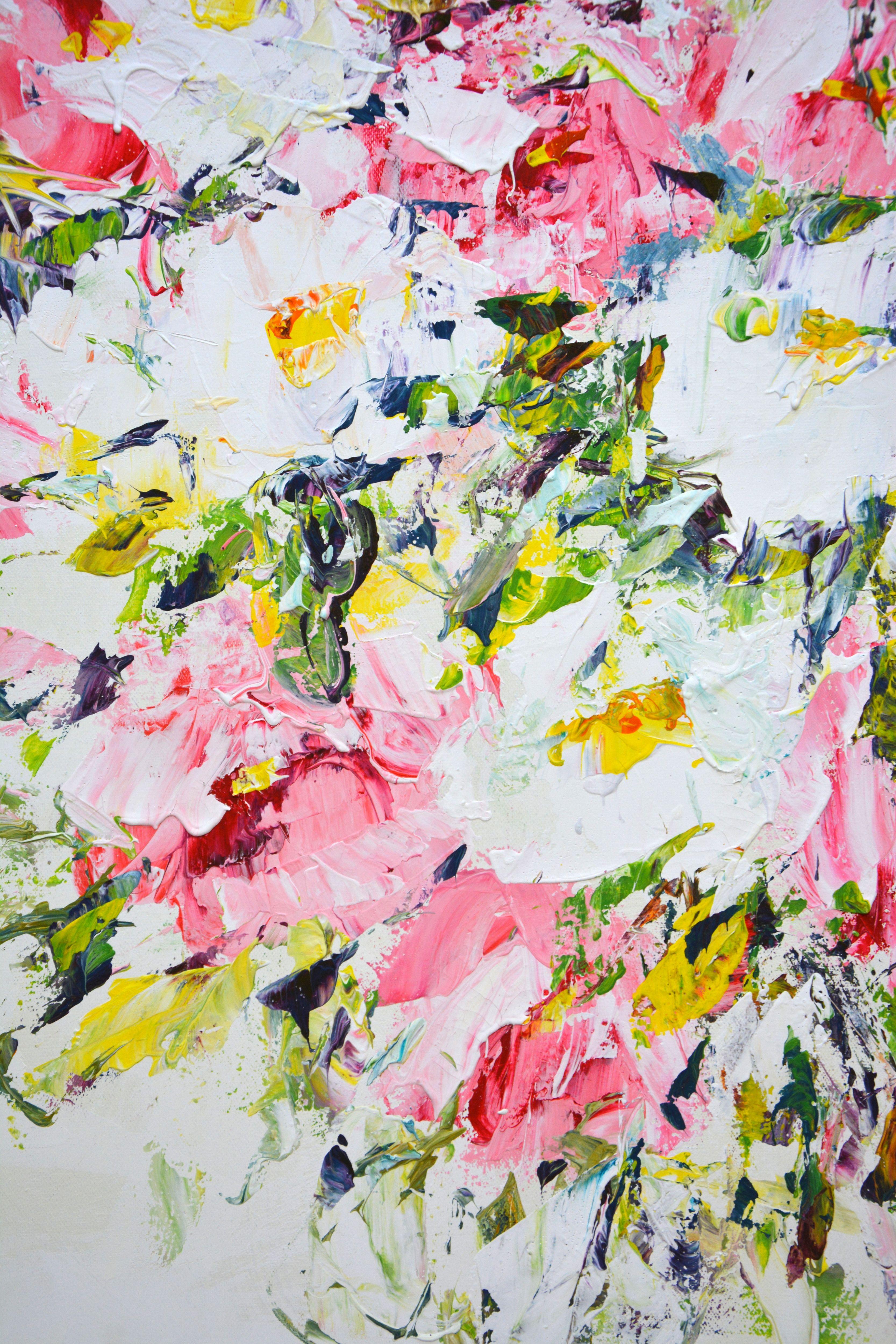 Flowers. Pink and white., Painting, Acrylic on Canvas For Sale 3