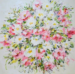 Blumen. Rosa und Weiß., Gemälde, Acryl auf Leinwand