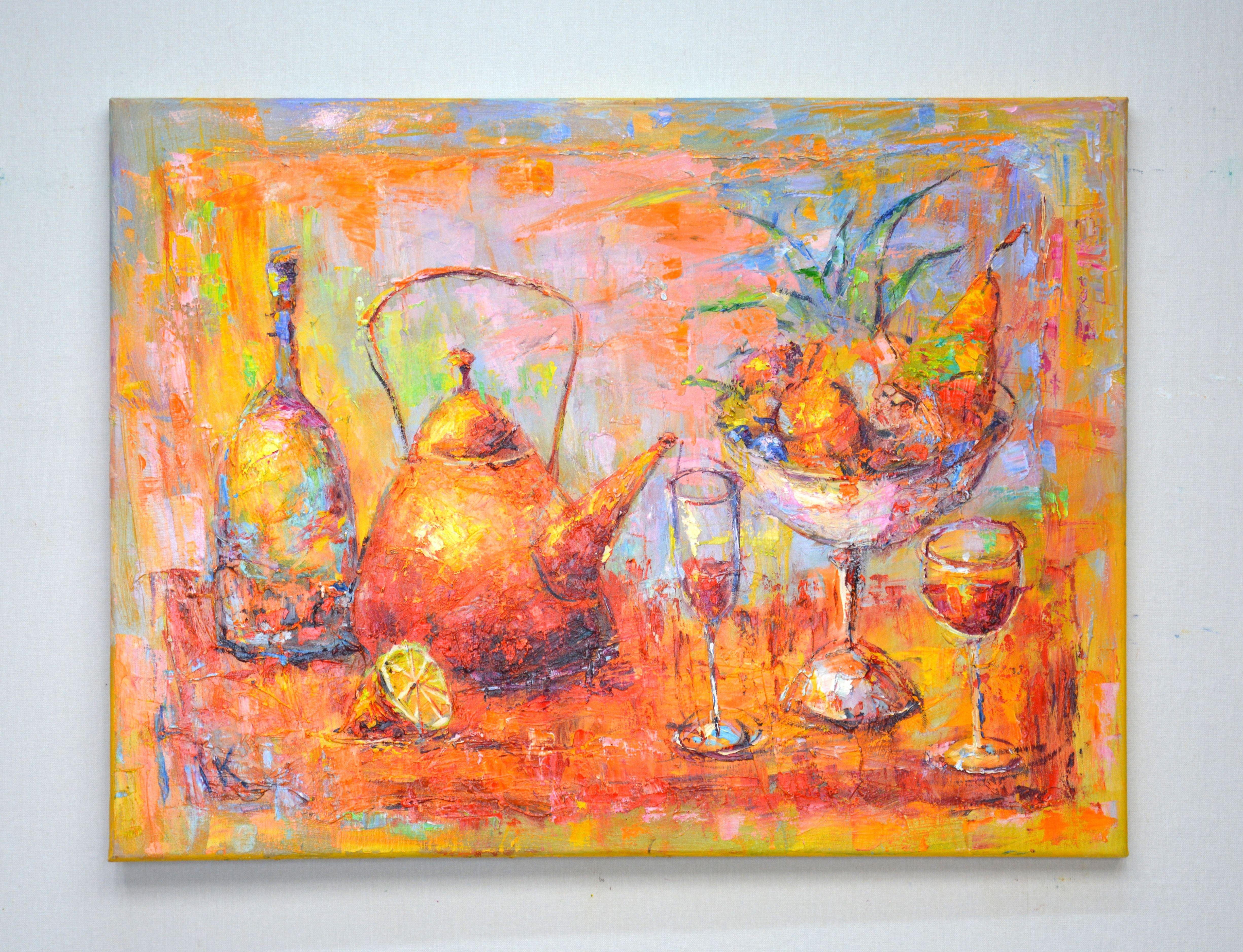Obststillleben, Gemälde, Öl auf Leinwand (Expressionismus), Painting, von Iryna Kastsova