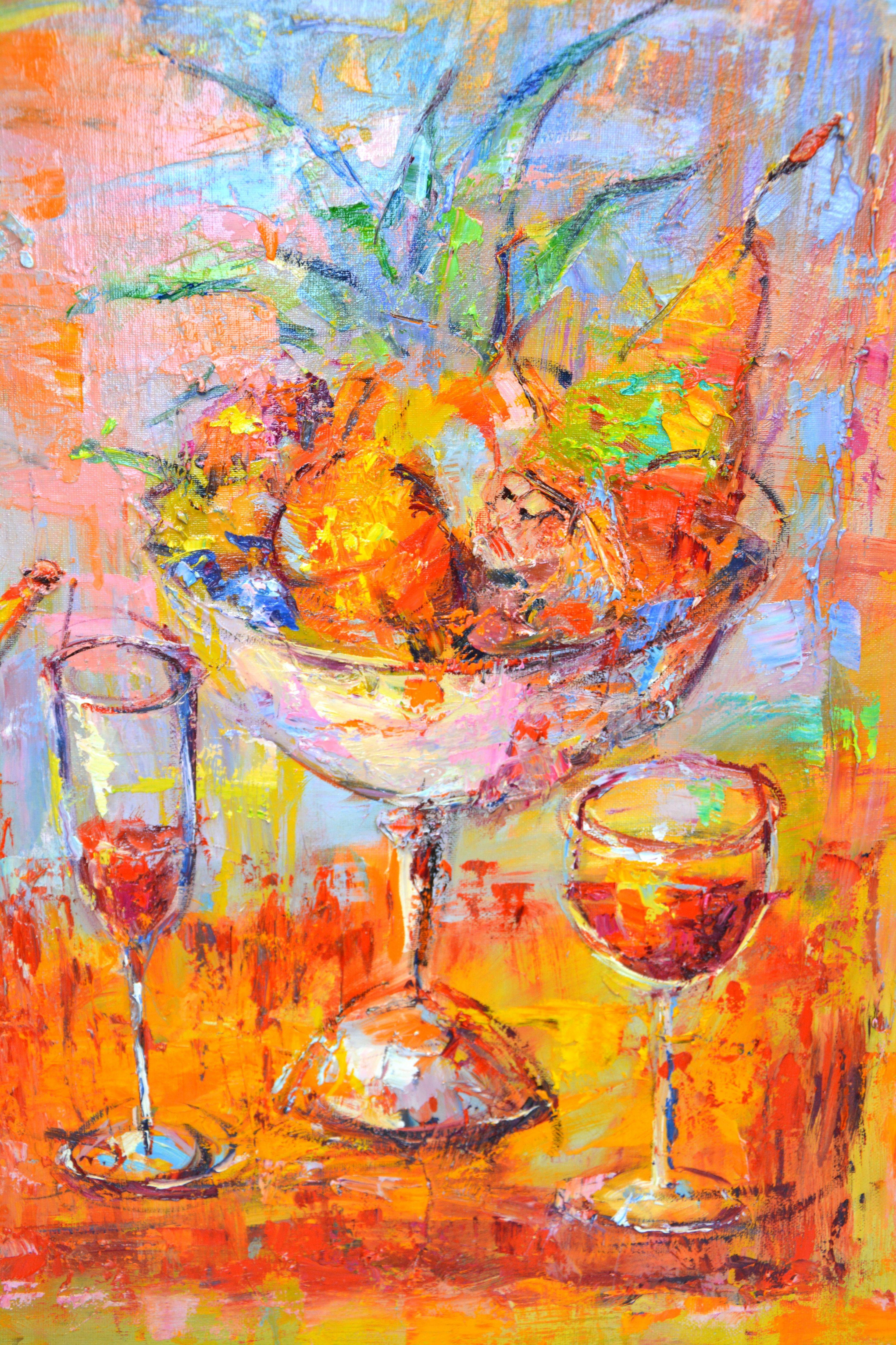 Fruit still life., Painting, Oil on Canvas For Sale 3