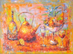 Fruit still life., Painting, Oil on Canvas