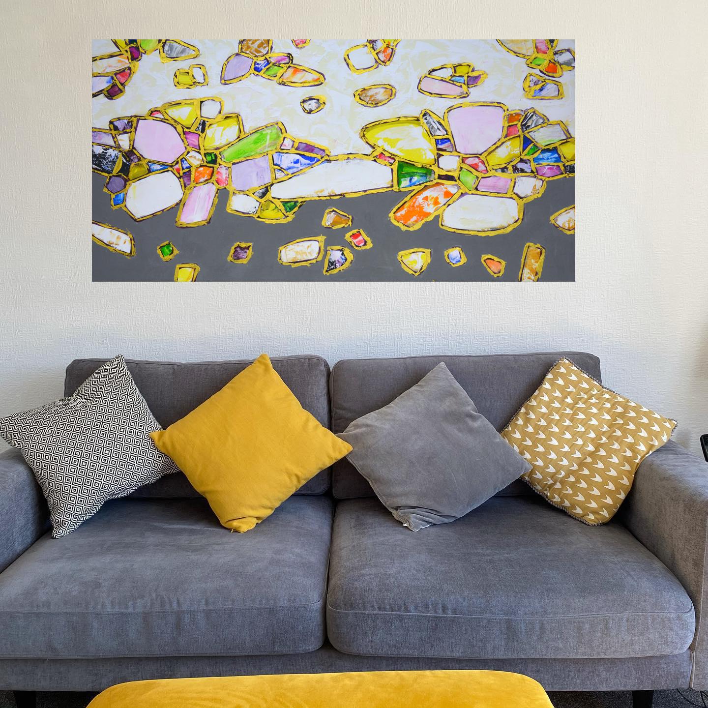 Gemme. Oro 2 - Pittura acrilica astratta di lusso in vendita 5