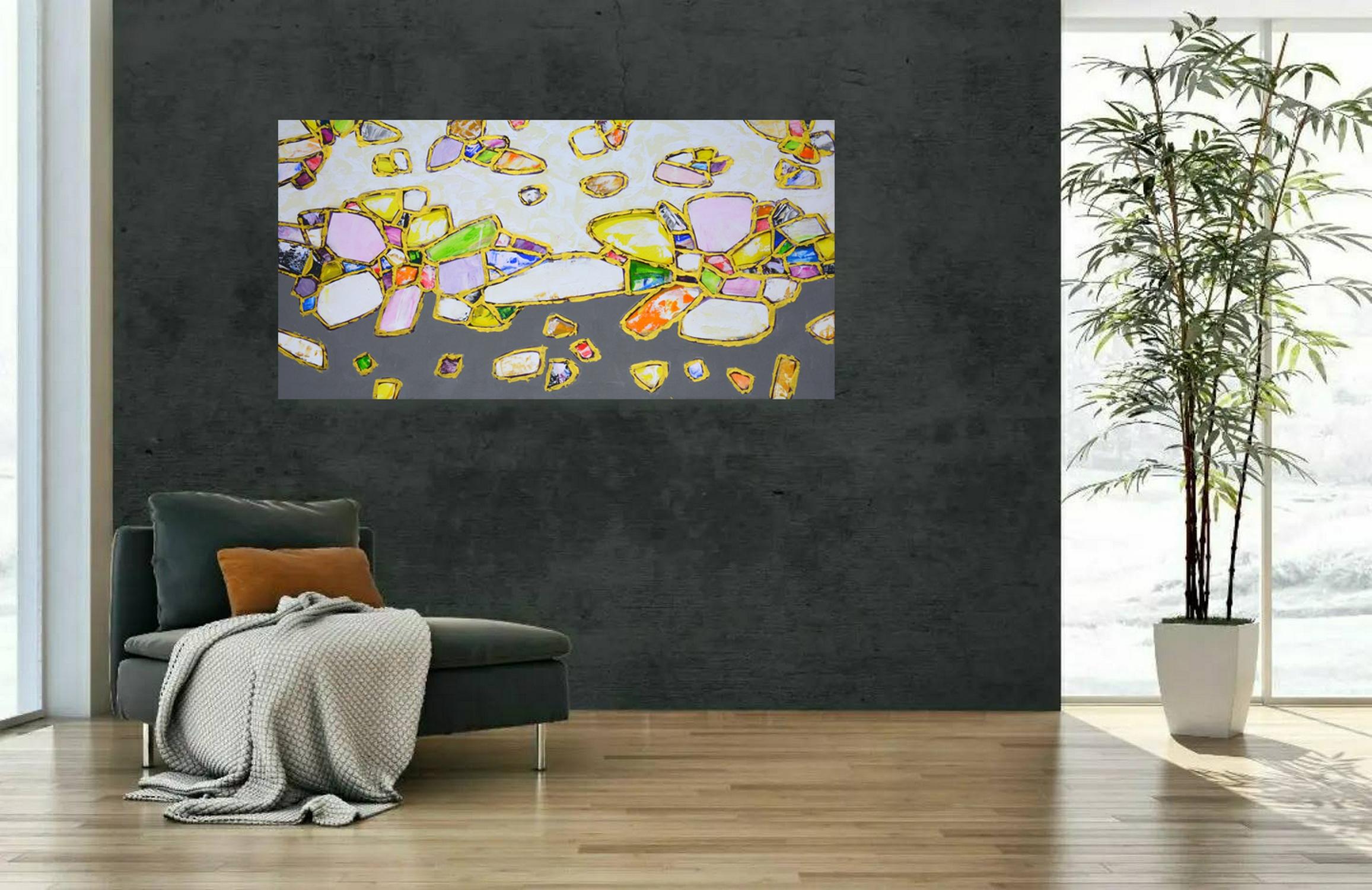 Gemme. Oro 2 - Pittura acrilica astratta di lusso in vendita 7