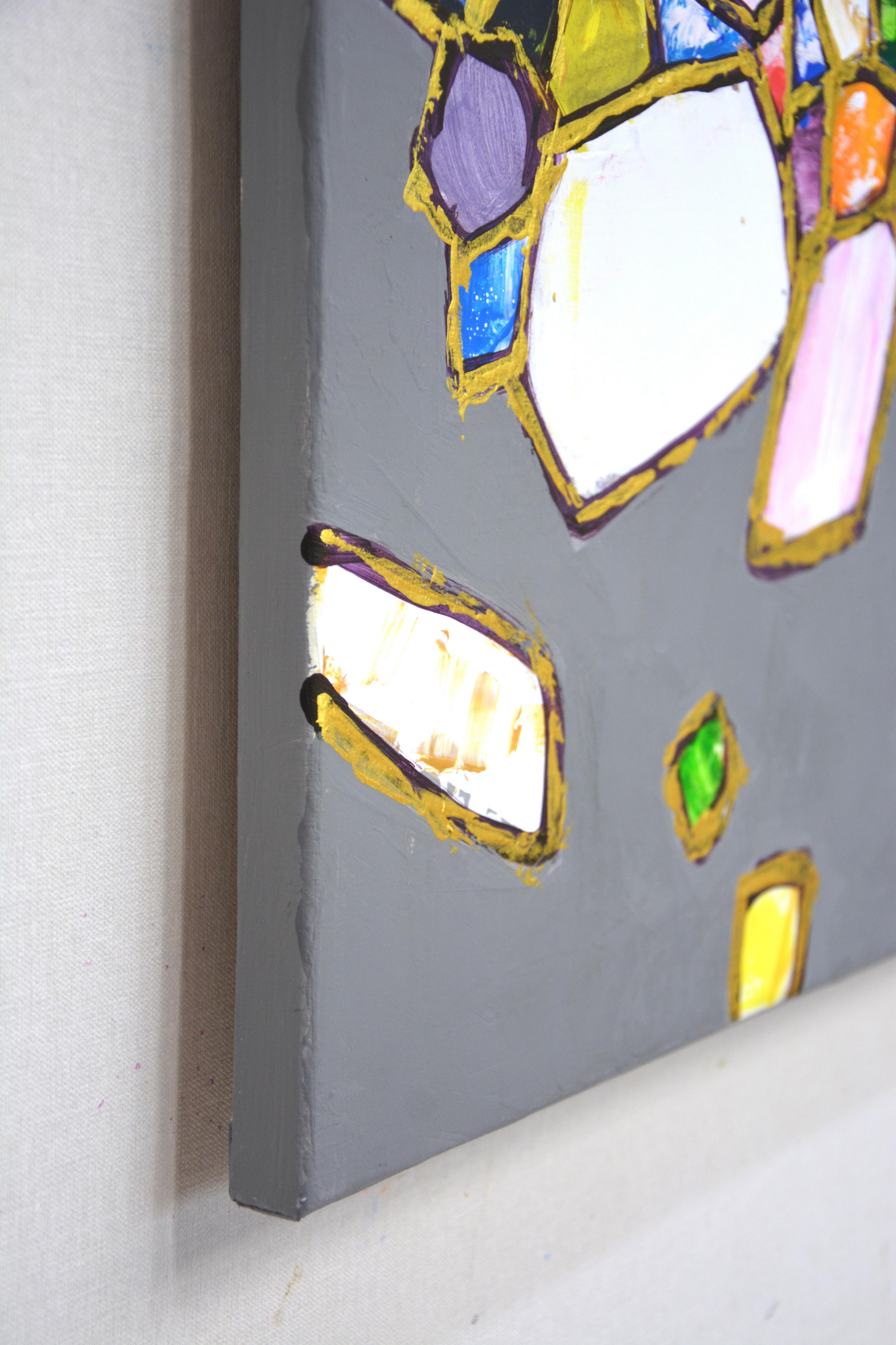 Gemme. Oro 2 - Pittura acrilica astratta di lusso - Abstract Painting Grigio di Iryna Kastsova