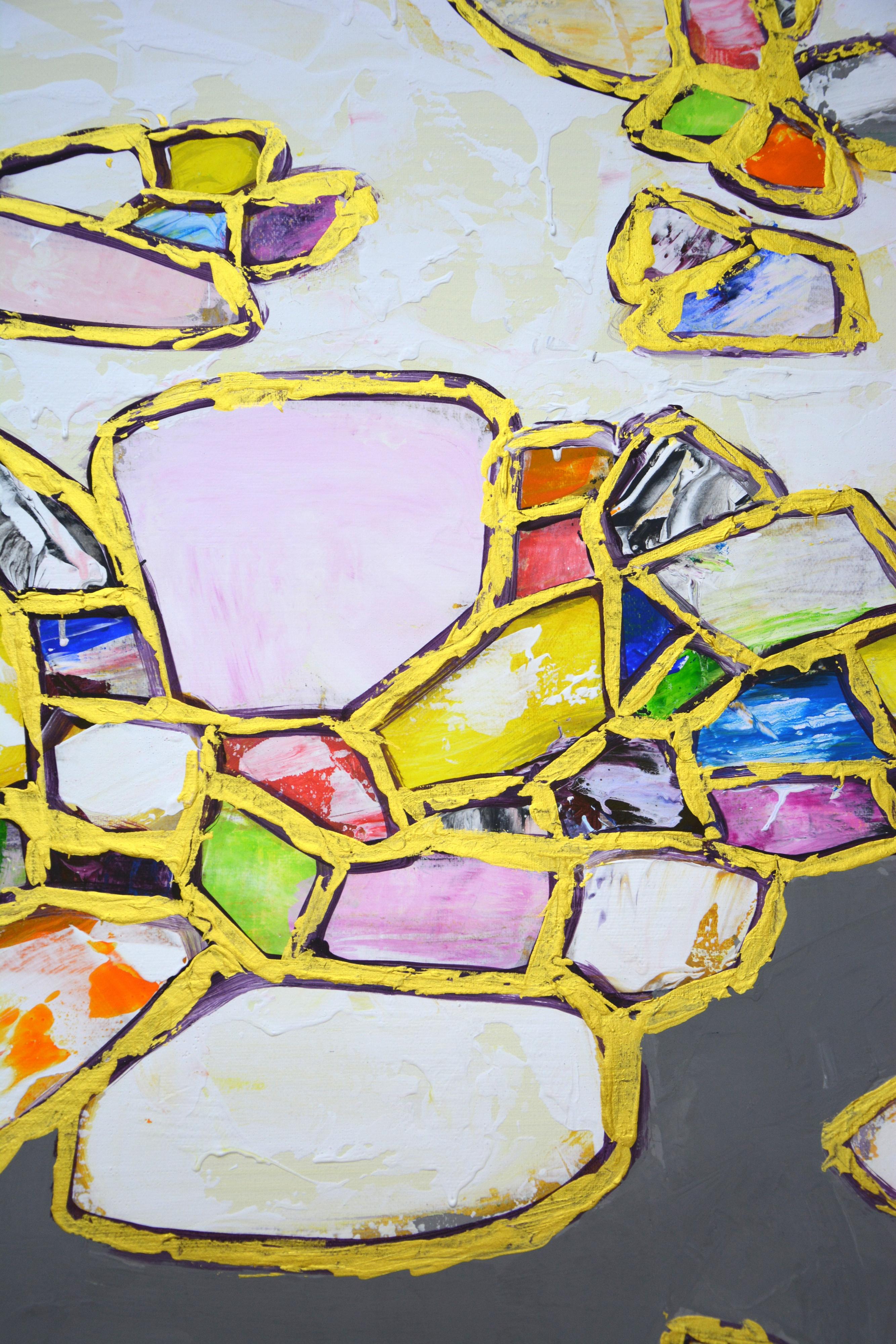 Gemme. Oro 2 - Pittura acrilica astratta di lusso in vendita 1