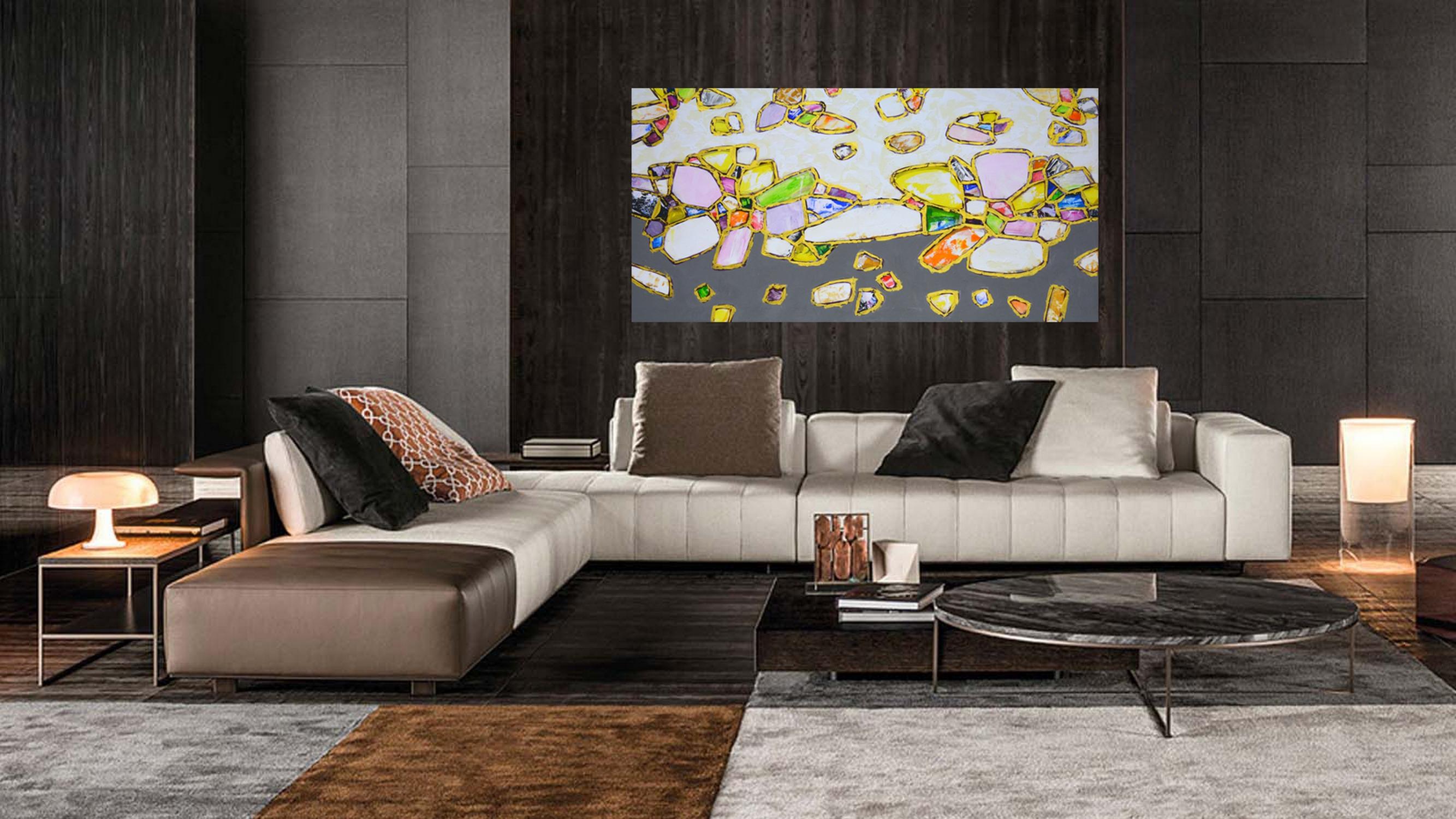 Gemme. Oro 2 - Pittura acrilica astratta di lusso in vendita 4