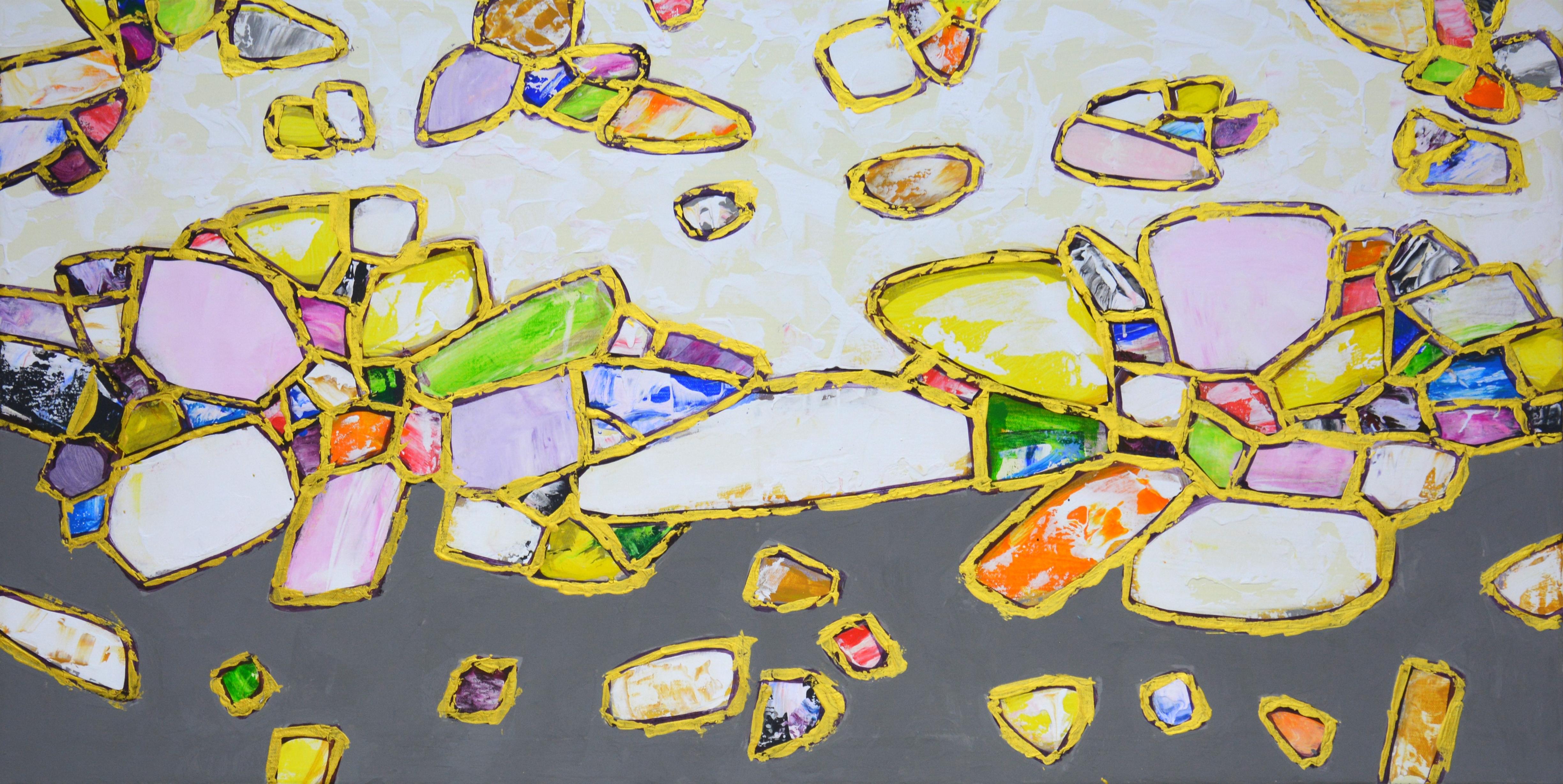 Abstract Painting di Iryna Kastsova - Gemme. Oro 2 - Pittura acrilica astratta di lusso