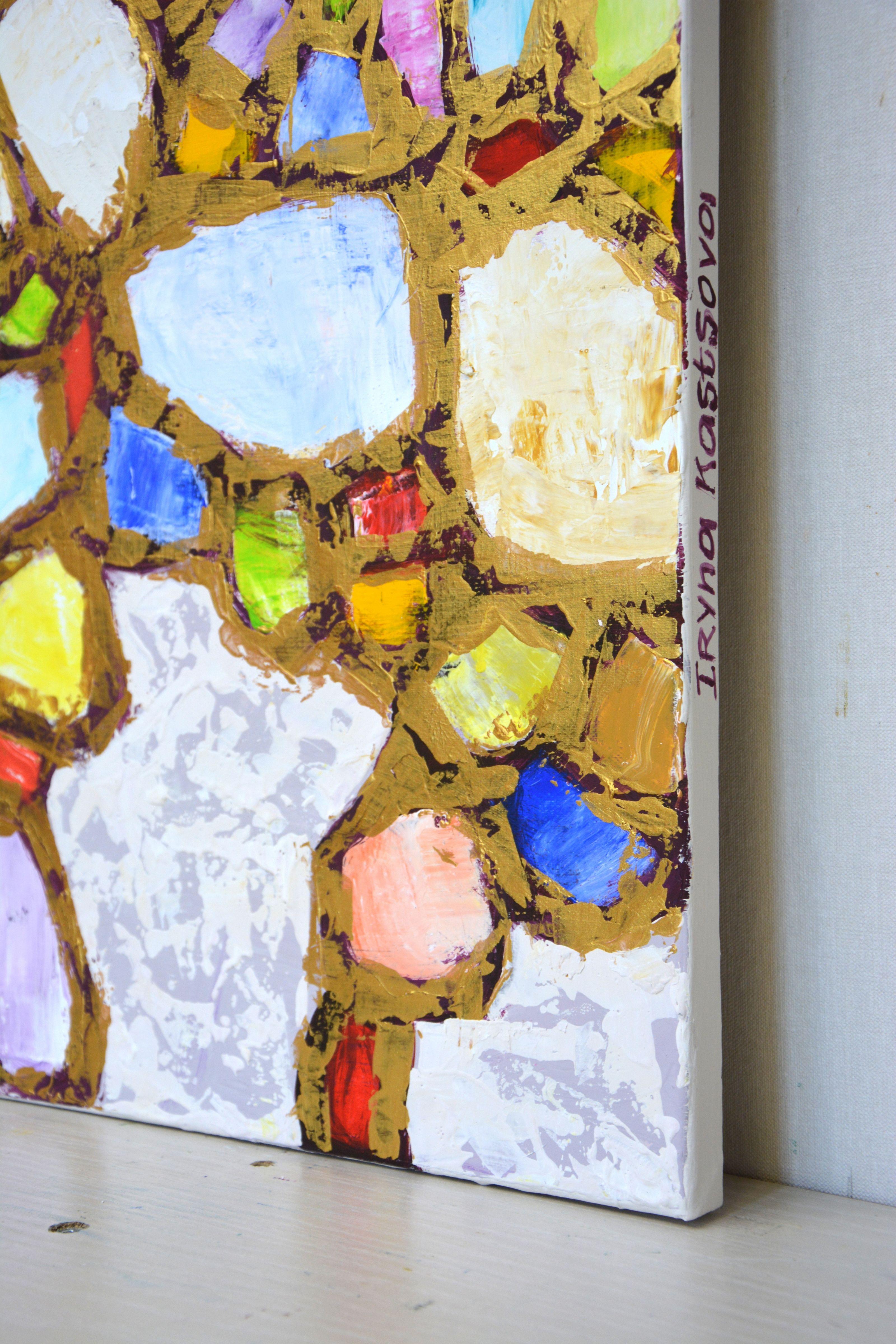Gems in Gold 2., Painting, Acrylic on Canvas For Sale 1