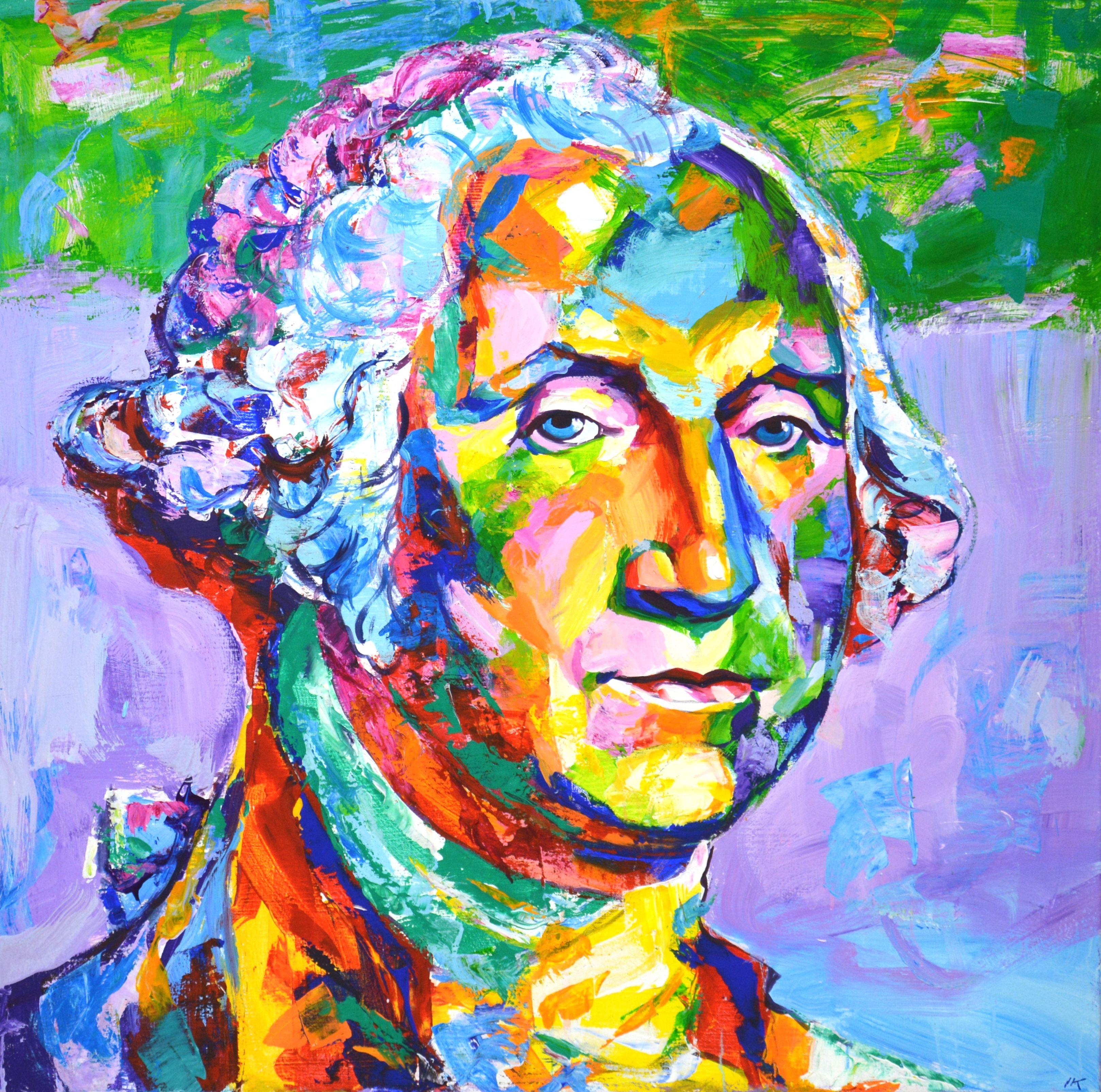 George Washington, Pintura, Acrílico sobre lienzo - Painting de Iryna Kastsova