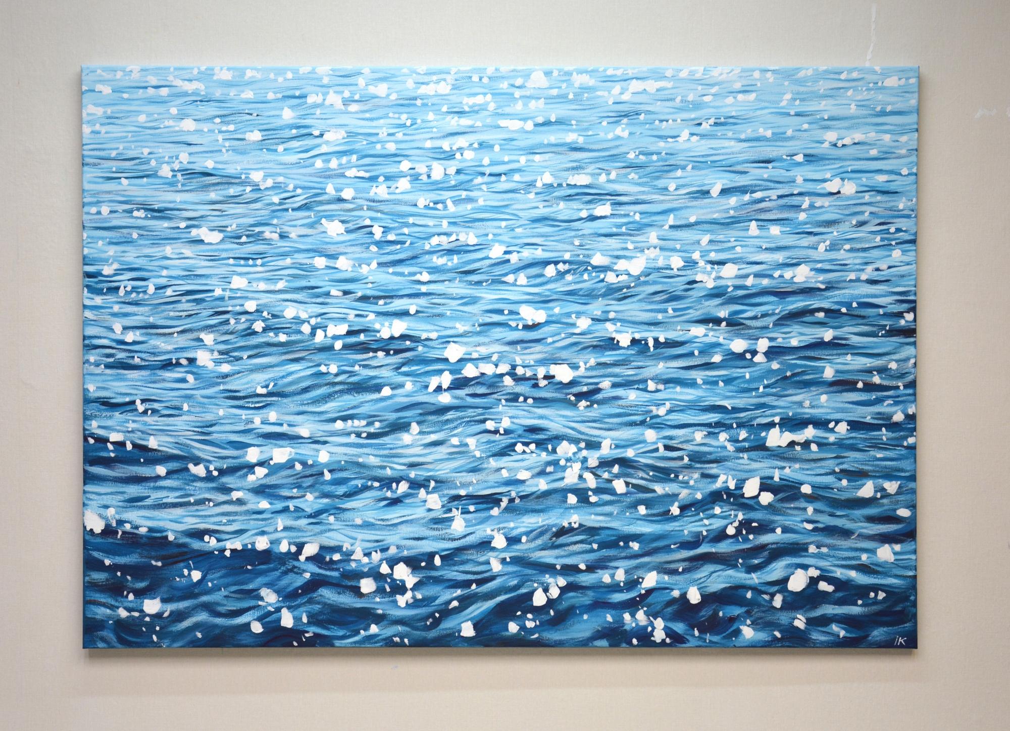 			Glare on blue water. - Painting by Iryna Kastsova