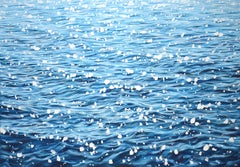 Peinture - Glare sur eau bleue, acrylique sur toile