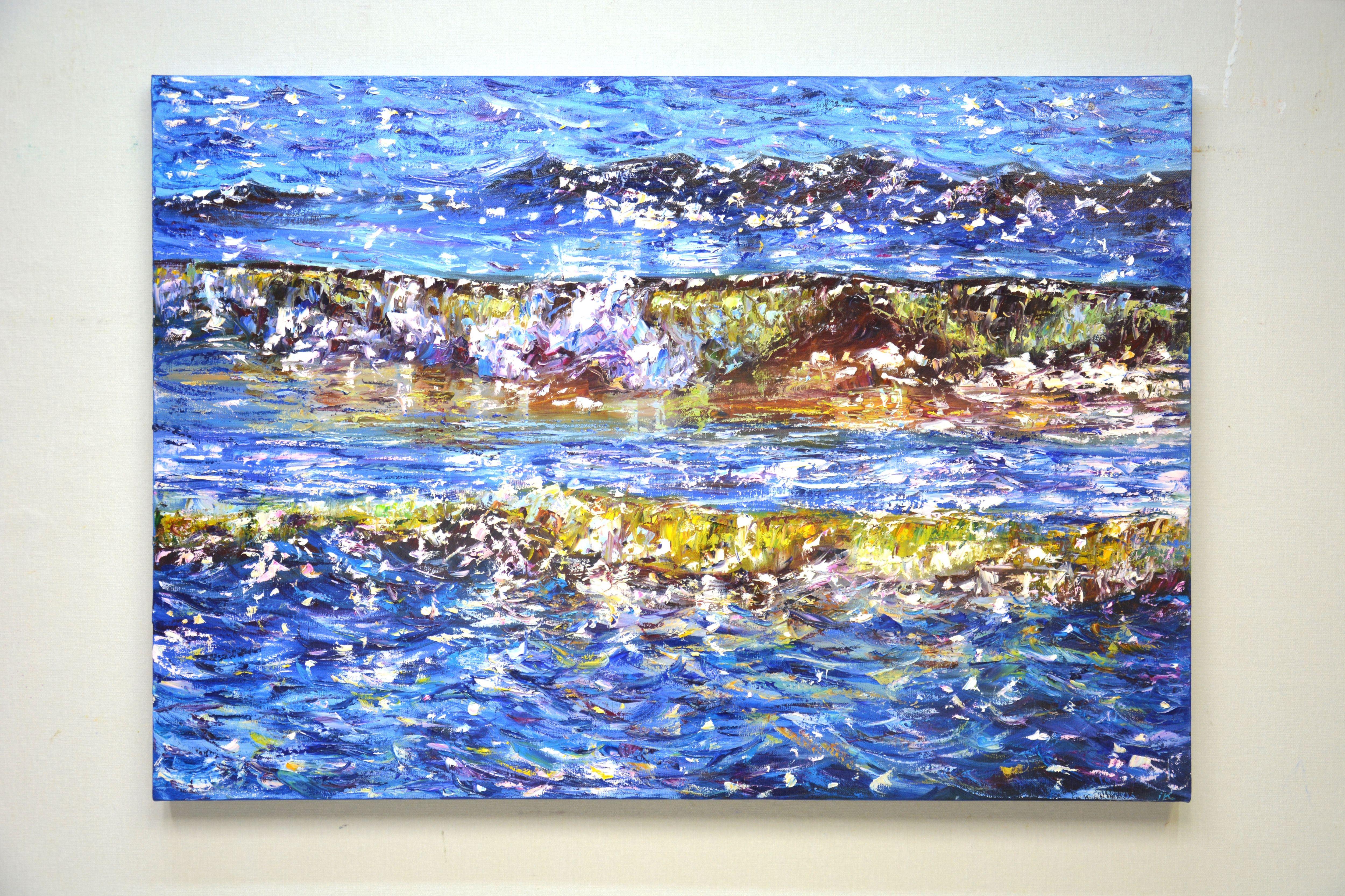 Glare on the water 8., Painting, Oil on Canvas For Sale 1