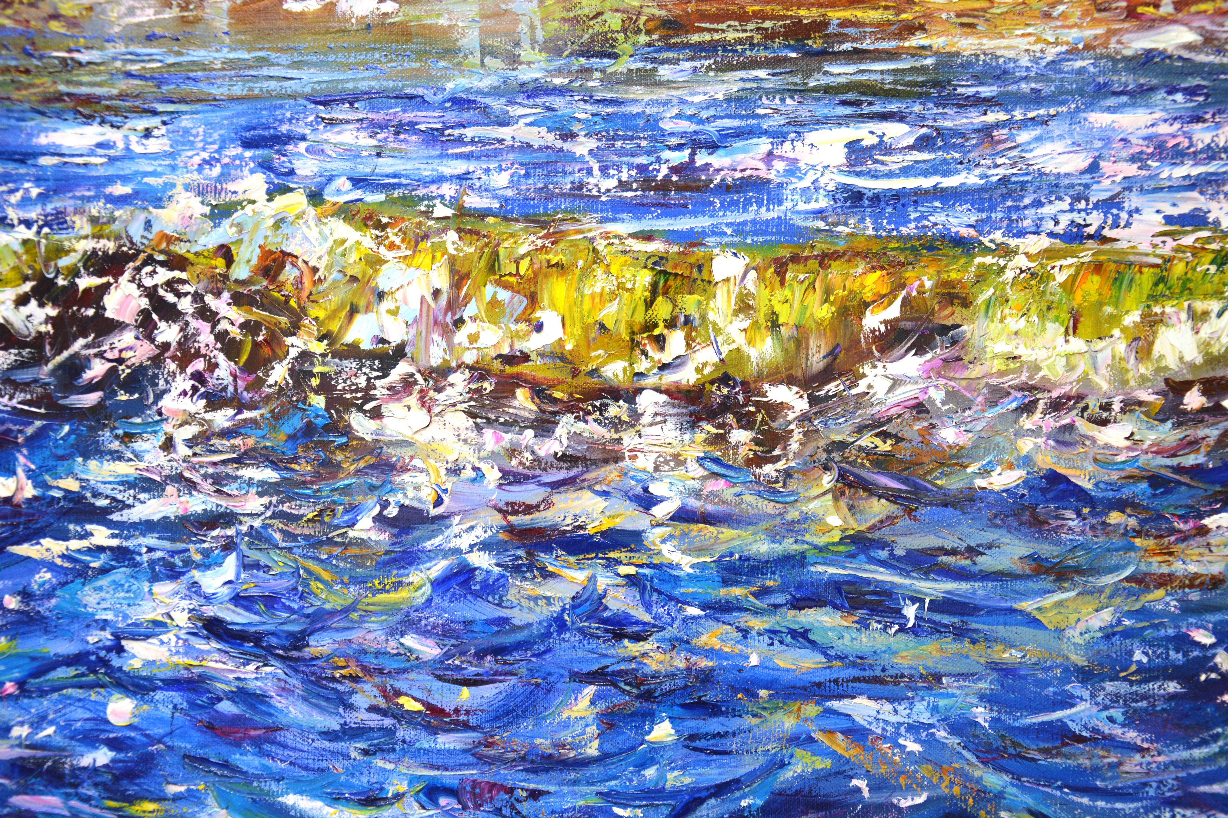 Glare on the water 8., Painting, Oil on Canvas For Sale 2