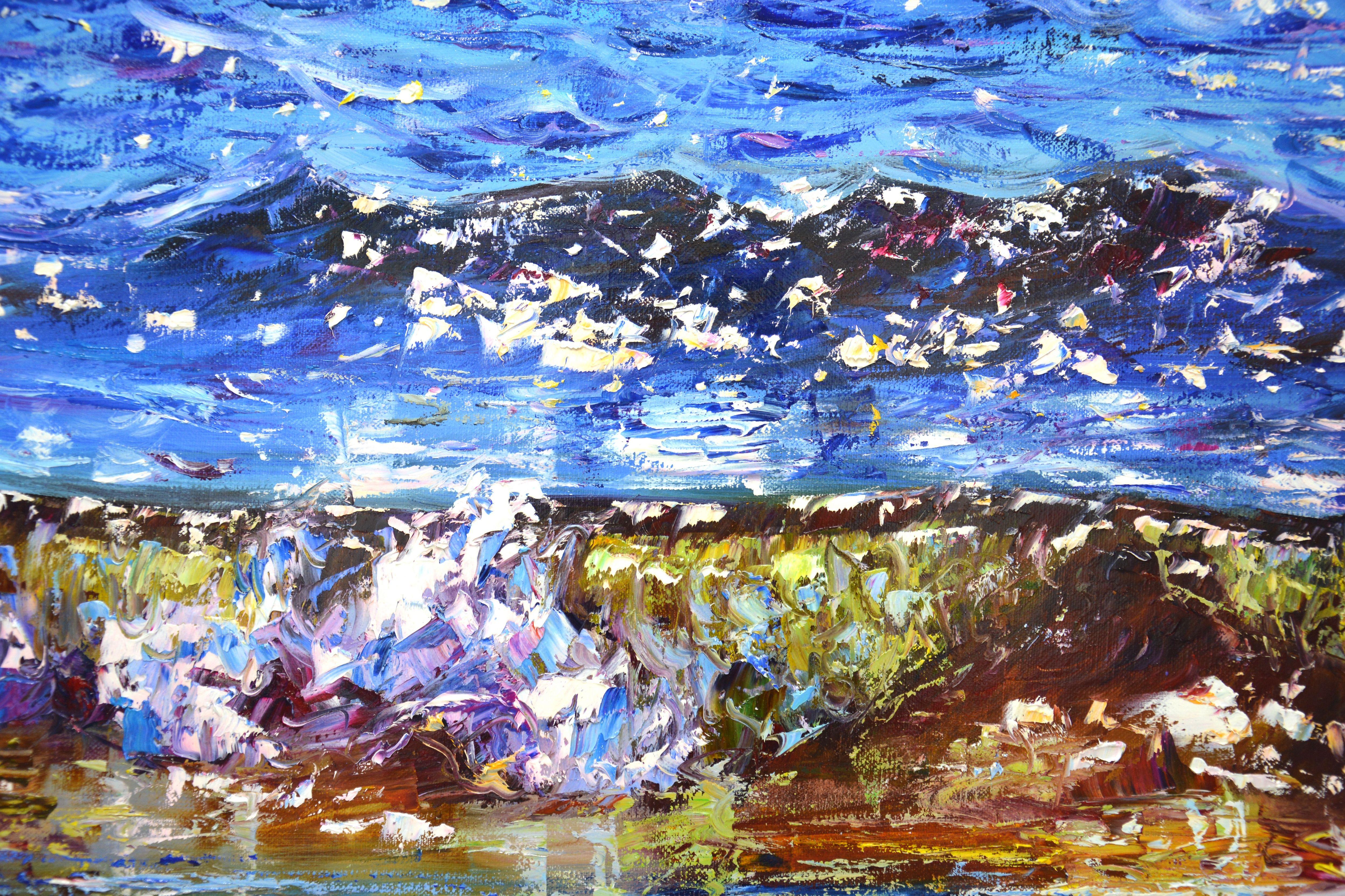 Glare on the water 8., Gemälde, Öl auf Leinwand im Angebot 1