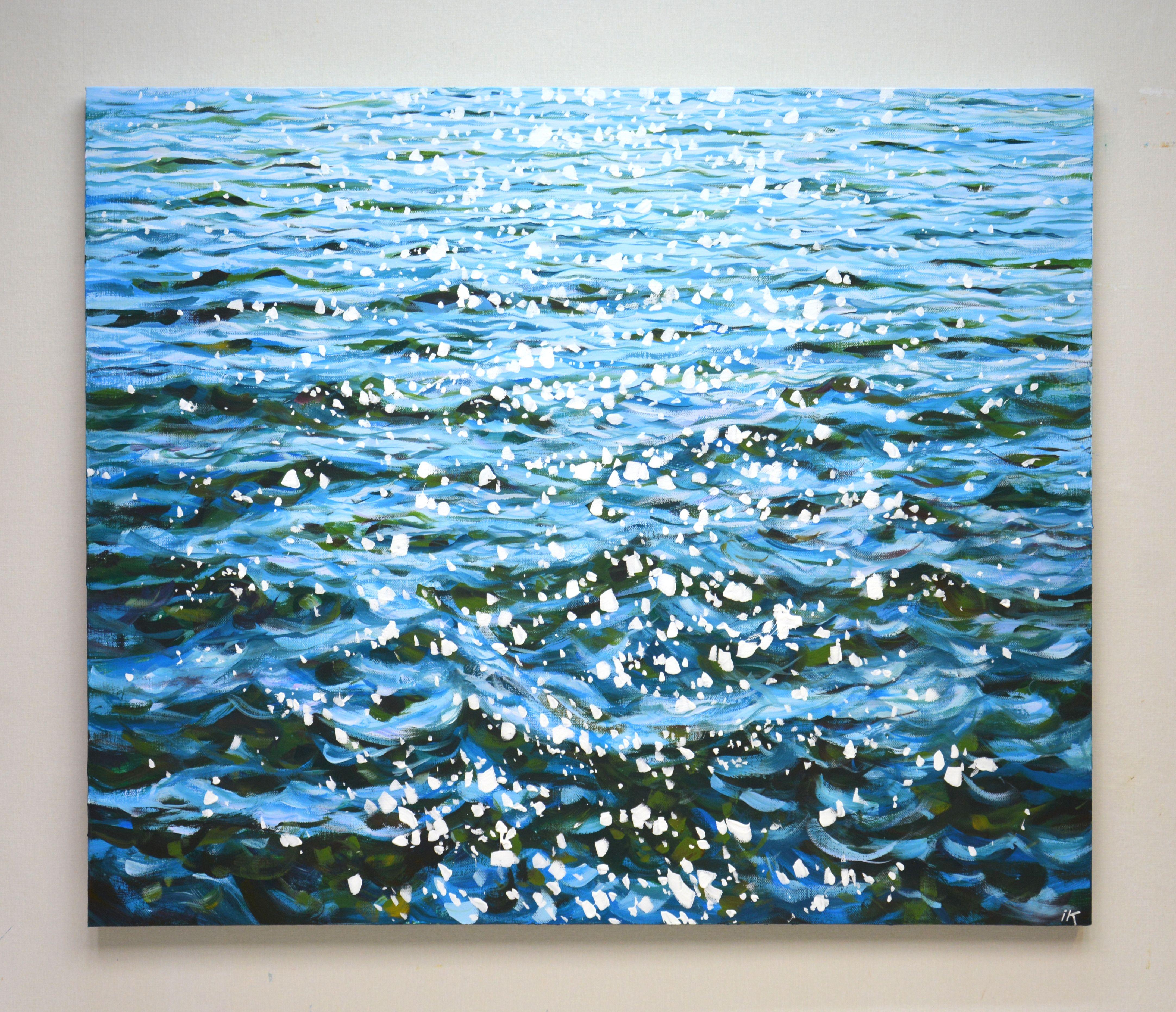 Glare on the waves, Painting, Acrylic on Canvas For Sale 1