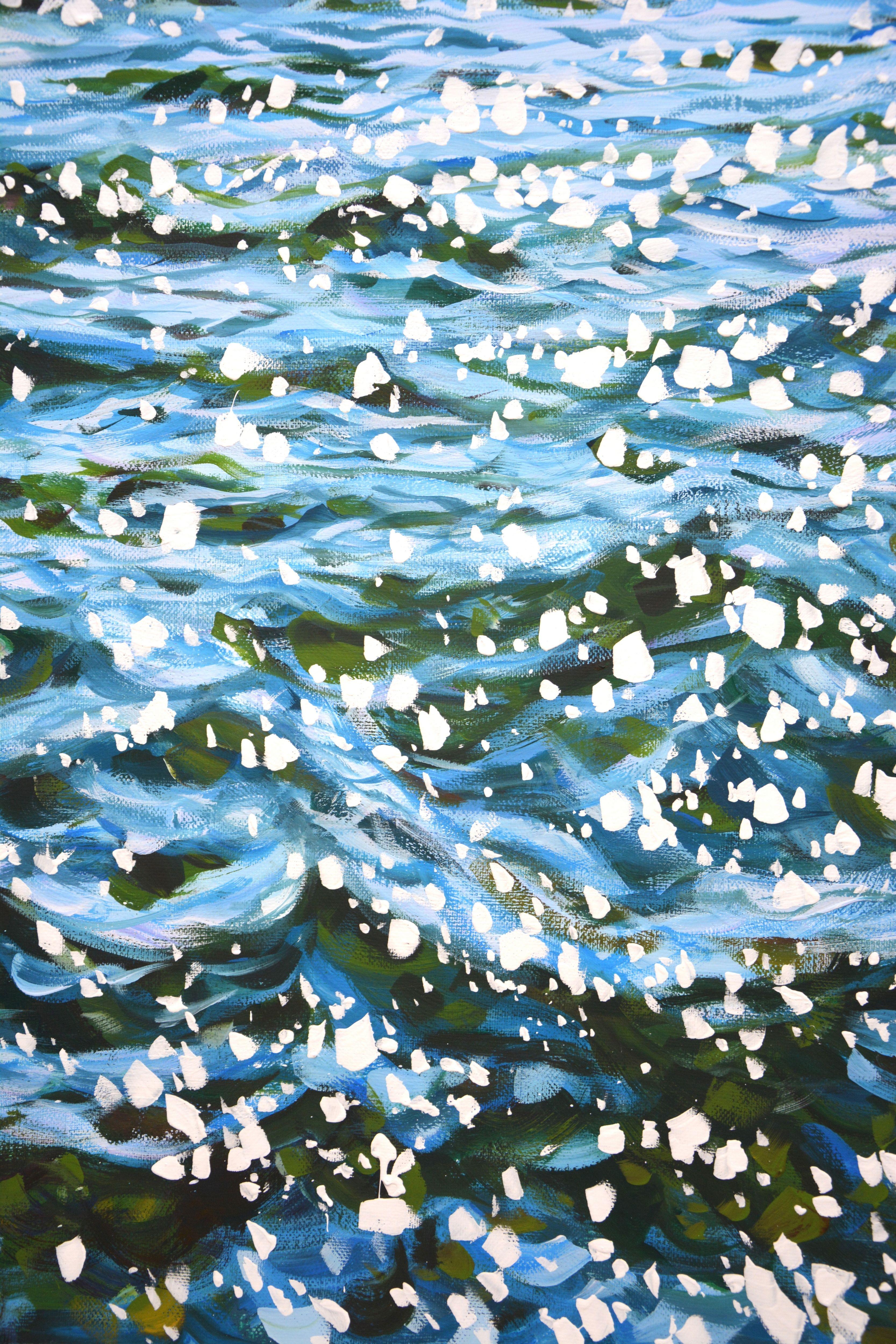 Glare on the waves, Painting, Acrylic on Canvas For Sale 2