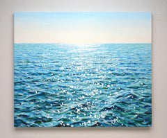 Onde dell'oceano incandescenti., Pittura, Acrilico su tela