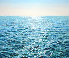 Vagues lumineuses de l'océan, peinture, acrylique sur toile