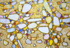 Gold around 2. Interior Abstraction with Colorful Gems Diamons. Ready to hang
