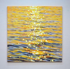 Gold sparks on the water., Painting, Acrylic on Canvas